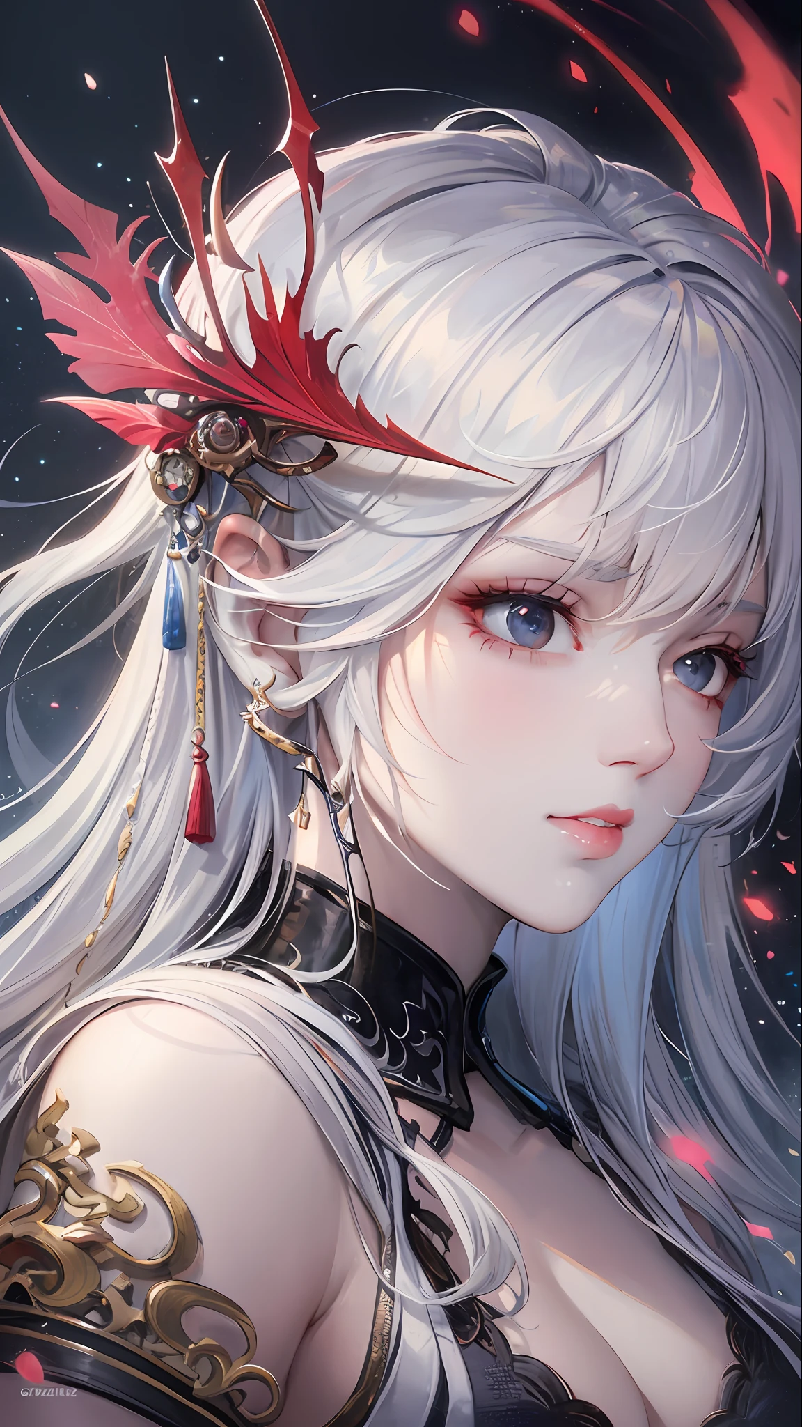 a close up of a woman with white hair and a white mask, beautiful character painting, guweiz, artwork in the style of guweiz, white haired deity, by Yang J, epic exquisite character art, stunning character art, by Fan Qi, by Wuzhun Shifan, guweiz on pixiv artstation