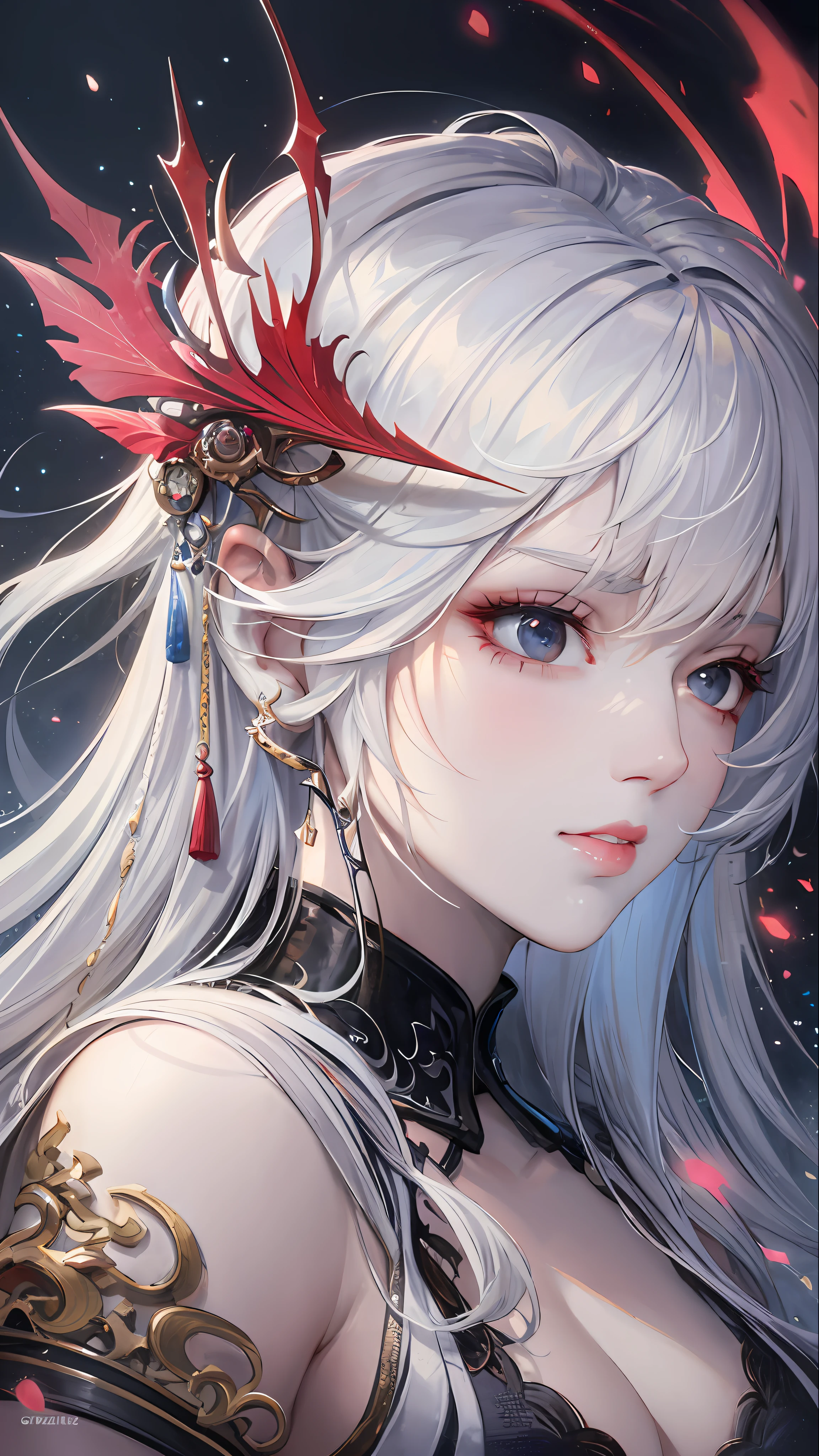 a close up of a woman with white hair and a white mask, beautiful character painting, guweiz, artwork in the style of guweiz, white haired deity, by Yang J, epic exquisite character art, stunning character art, by Fan Qi, by Wuzhun Shifan, guweiz on pixiv artstation
