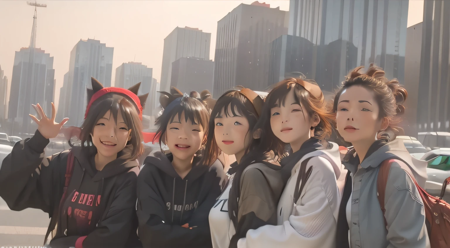 Group of friends outside, instagram stories, vibing