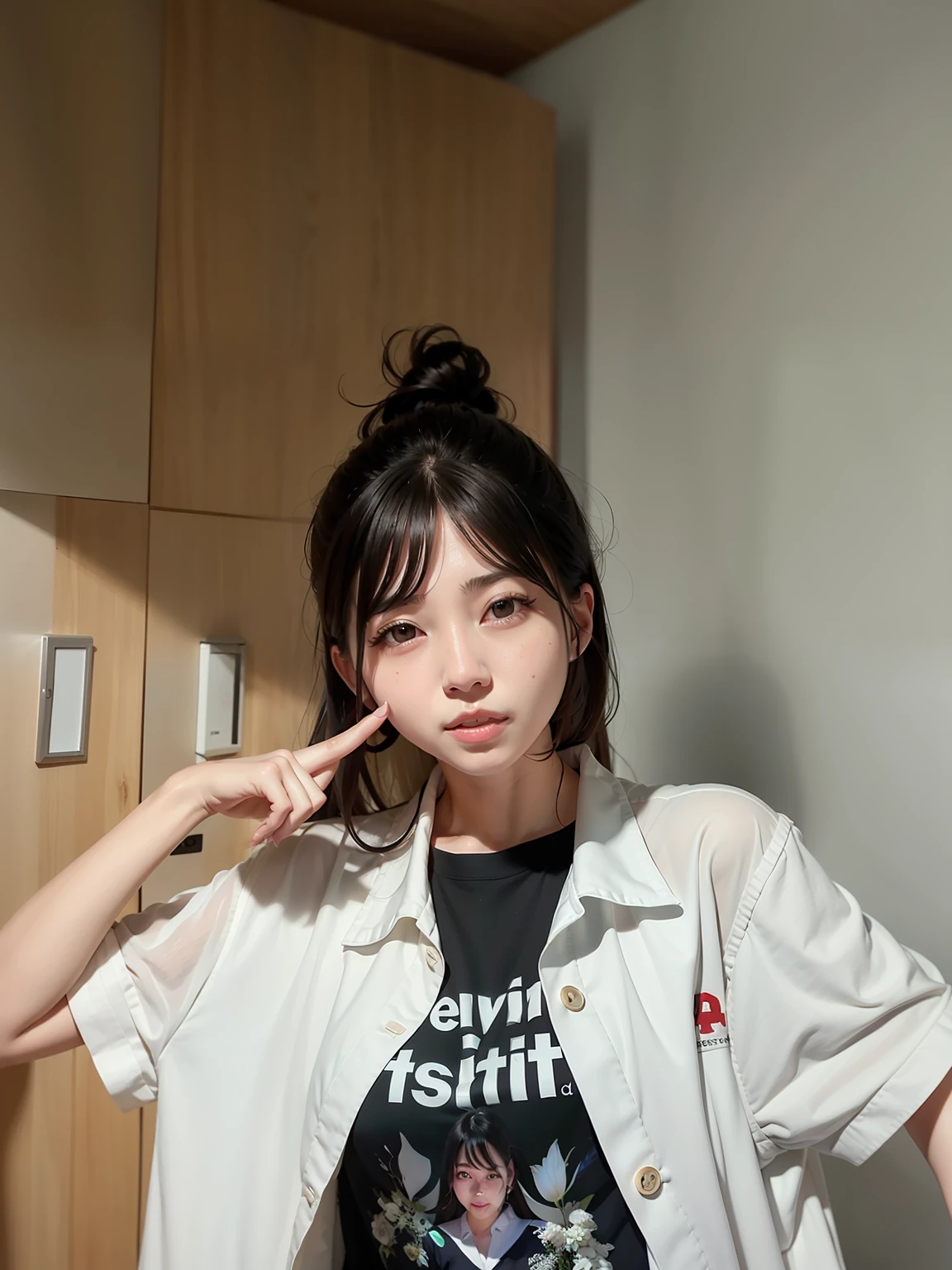 there is a woman that is posing for a picture in a room, wearing lab coat and a blouse, xintong chen, wenfei ye, nurse girl, Wearing a white hospital gown, lab coat and tee shirt, wearing a lab coat, dang my linh, Choi Hyun-hwa, xision wu, With a lab coat, doctor, gongbi