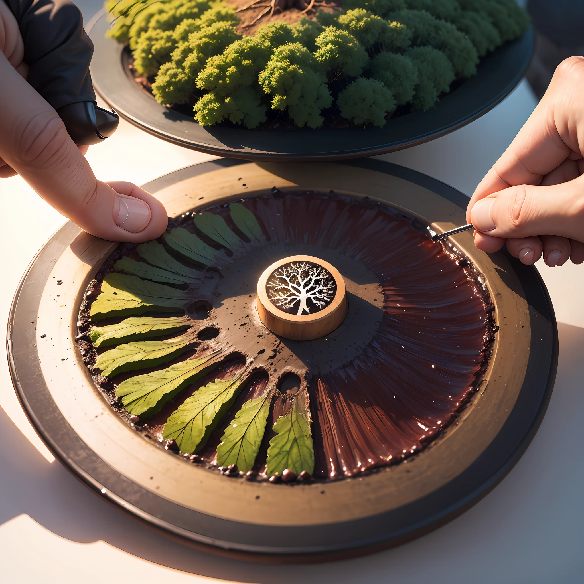 a close up of a vennuous circle with a tree and people, permaculture, tree of life seed of doubt, good graphic, middle centered, artistic depiction, thriving ecosystem, exploitable image, centered in image, centered in picture, centred, insibidi symbols, effective altruism, drawn hand image, compassionate, nature unity, center focused , more nature, more elements, aquarela, blank-background, mystic colors --auto