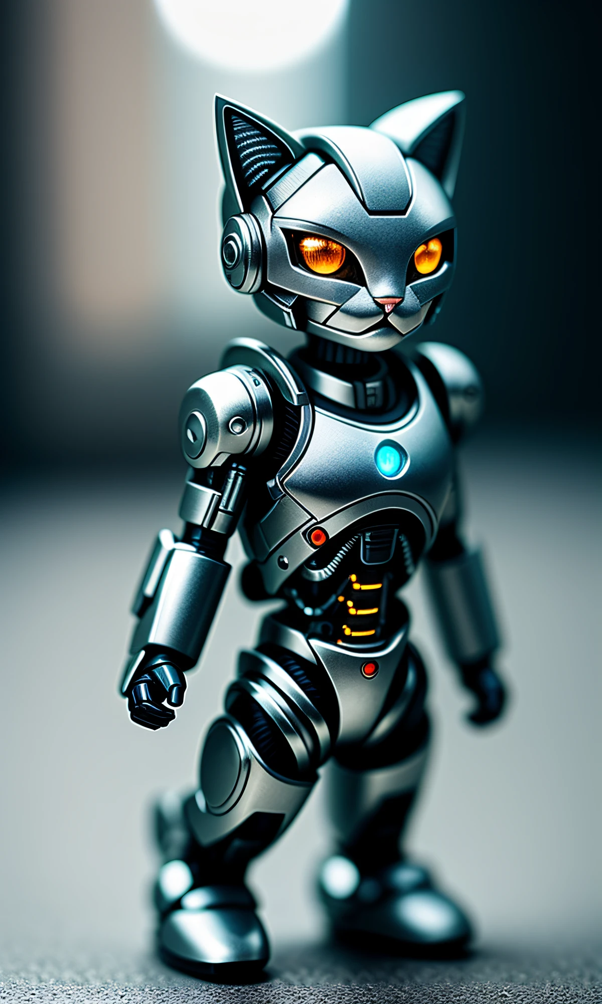 cute kitten made of metal, (cyborg: 1.1), ([tail | detailed wire]: 1.3), (complex detail), HDR, (complex detail, super detail: 1.2), cinematic shot, vignette, center