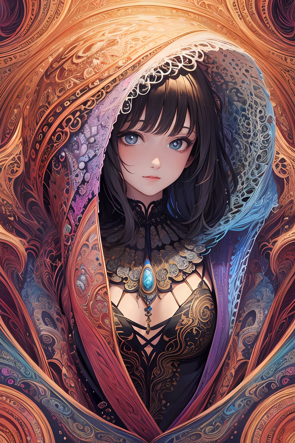 (masterpiece, top quality, best quality, official art, beautiful and aesthetic:1.2), (1girl), extreme detailed,(fractal art:1.3),colorful,highest detailed