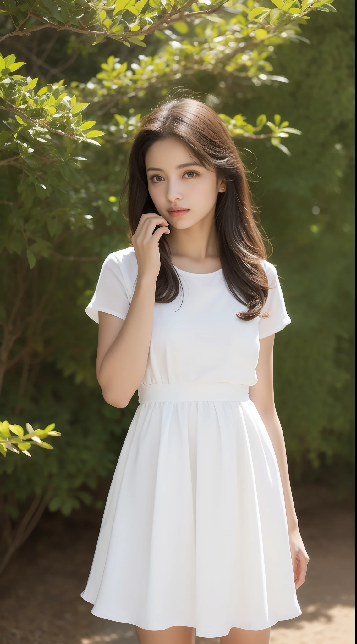 menina indiana jovem bonita, 15 anos, best quality, Ultra high resolution, (fotorrealista: 1.4), outono, sakura tree, vestido com decote, Tiny dress, panthyhose, salto alto, Corpo Perfeito, seios pequenos, peito nu, tough, longos cabelos loiros, ((Olhos detalhados)), corpo inteiro, pose fofa, sentado no banco quadrado, Chovendo, roupas molhadas, pele detalhada, pele clara