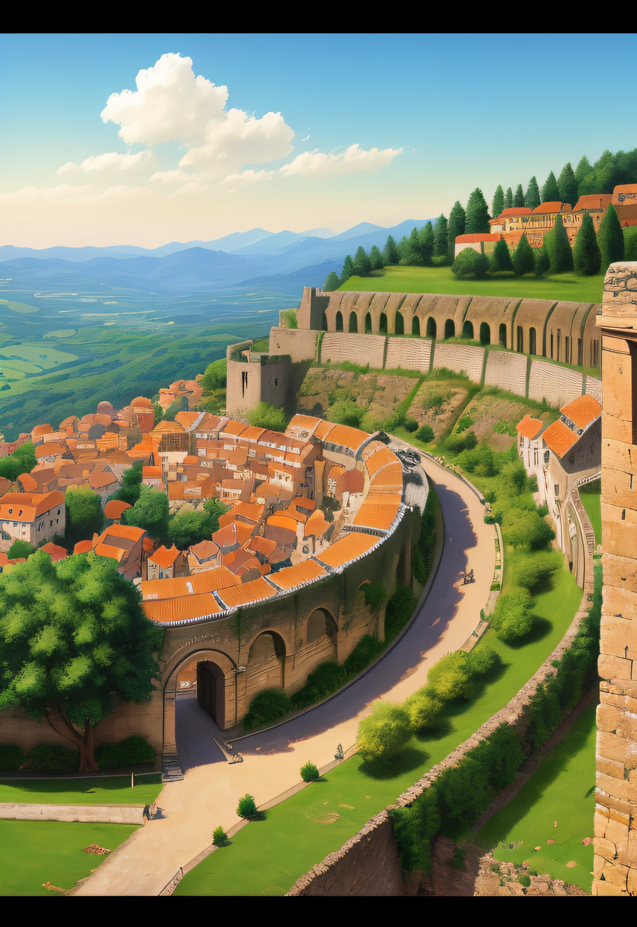 Small ancient Roman walled town