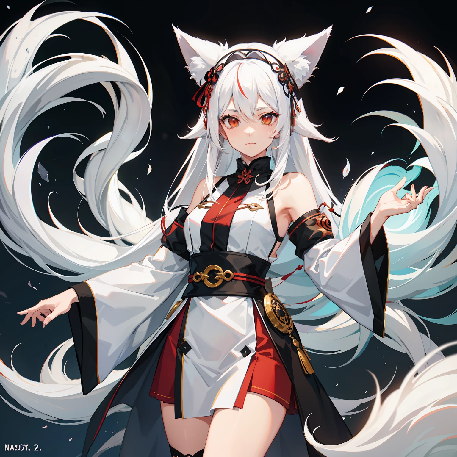 female pervert，nine tail fox，White hair