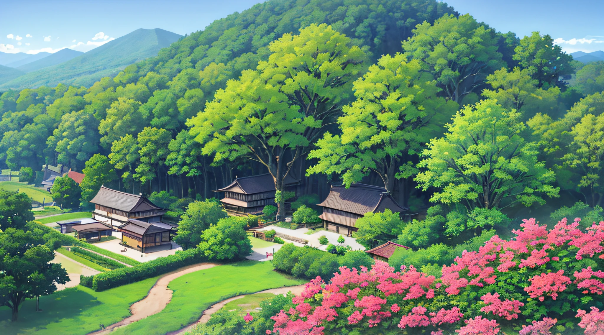 Flower garden and house view in the distance, flickr, Japan countryside, Japan countryside, big tree, Karuizawa, giant tree, big tree, Japan nature, tall tree, gunma, aerial view, studio ghibli