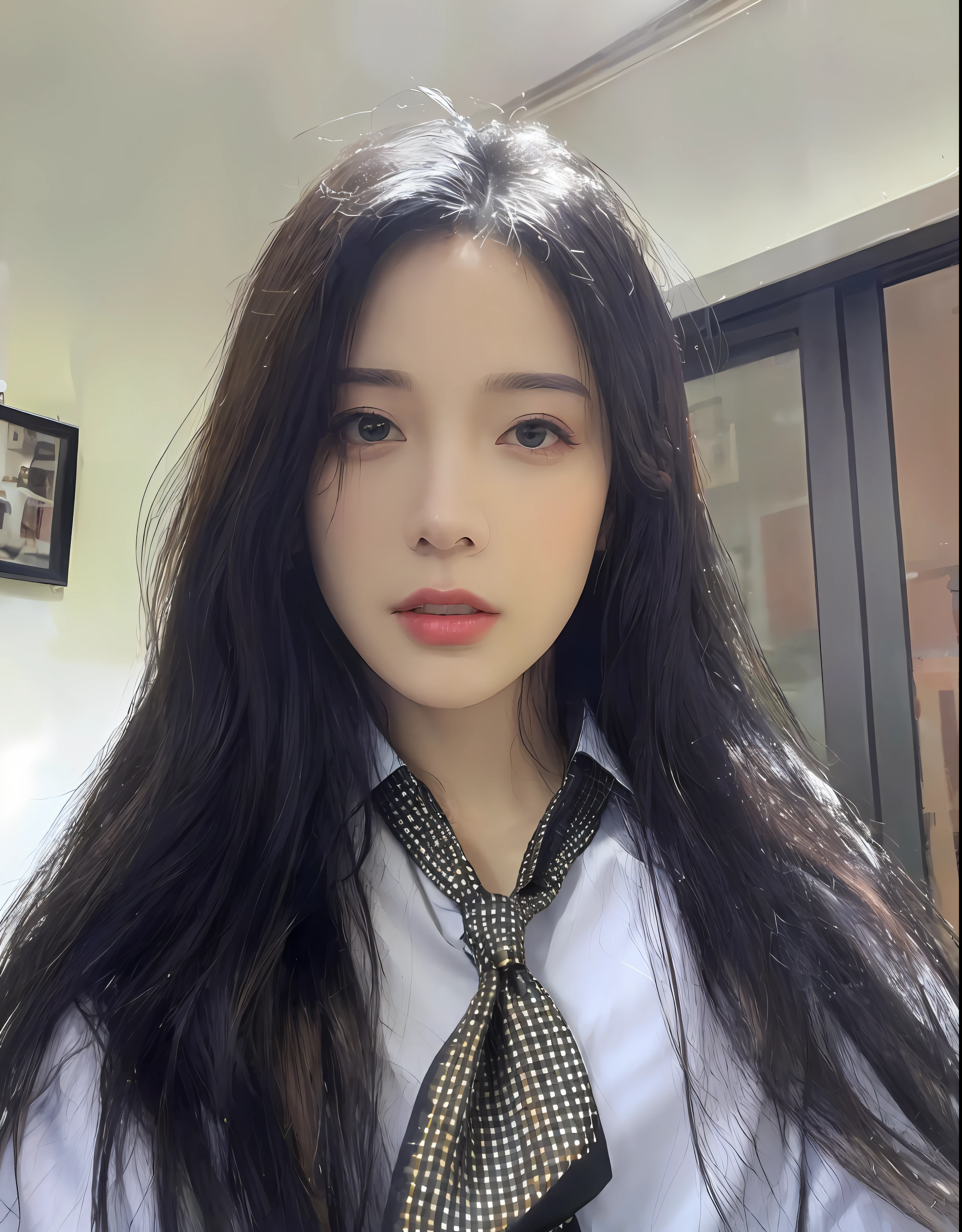 best quality, masterpiece, 1girl, Beautiful face, (photo realistic:1.3), rim lighting, (high detailed skin:1.2), 8k uhd, dslr, high quality, high resolution, 4k, 8k, Bokeh, absurdres, best ratio four finger and one thumb, (realistic:1.3), cute 1girl, wearing black formal blazer, medium breasts, short skirt,