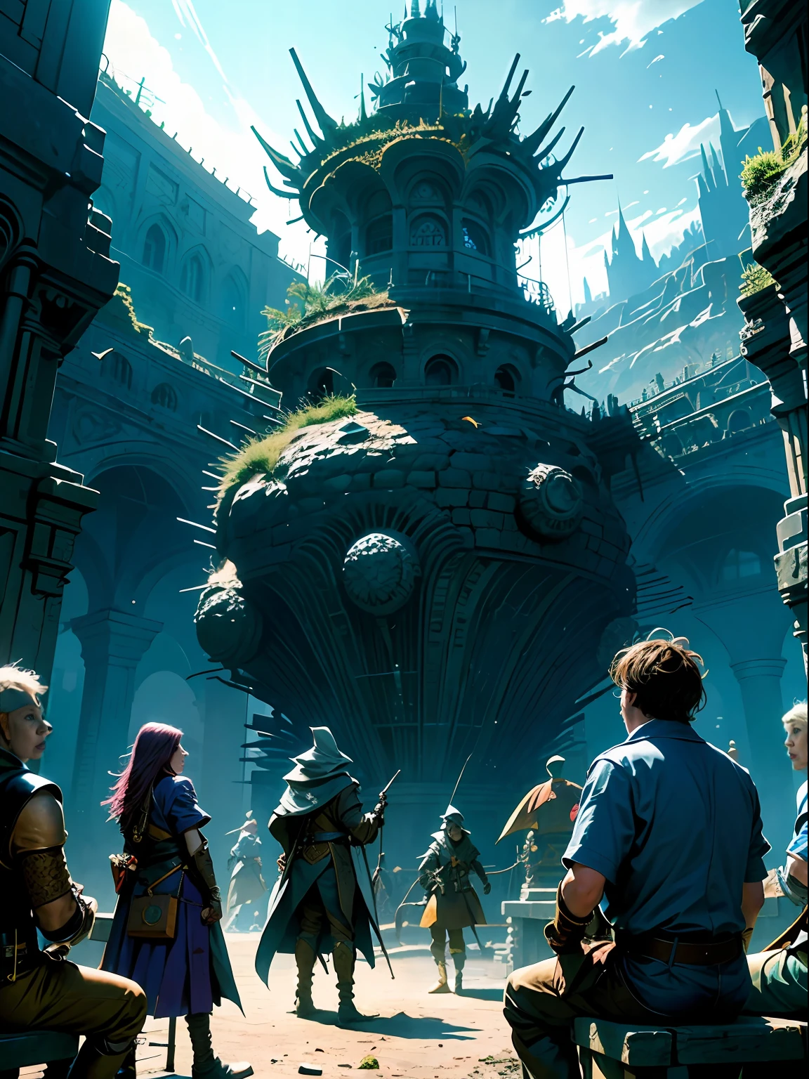 official art, unity 8k wallpaper, ultra detailed, beautiful and aesthetic, High quality, beautiful, masterpiece, best quality, 1man, multiple people, a dark wizard playing dungeons and dragons with friends, excited, funny