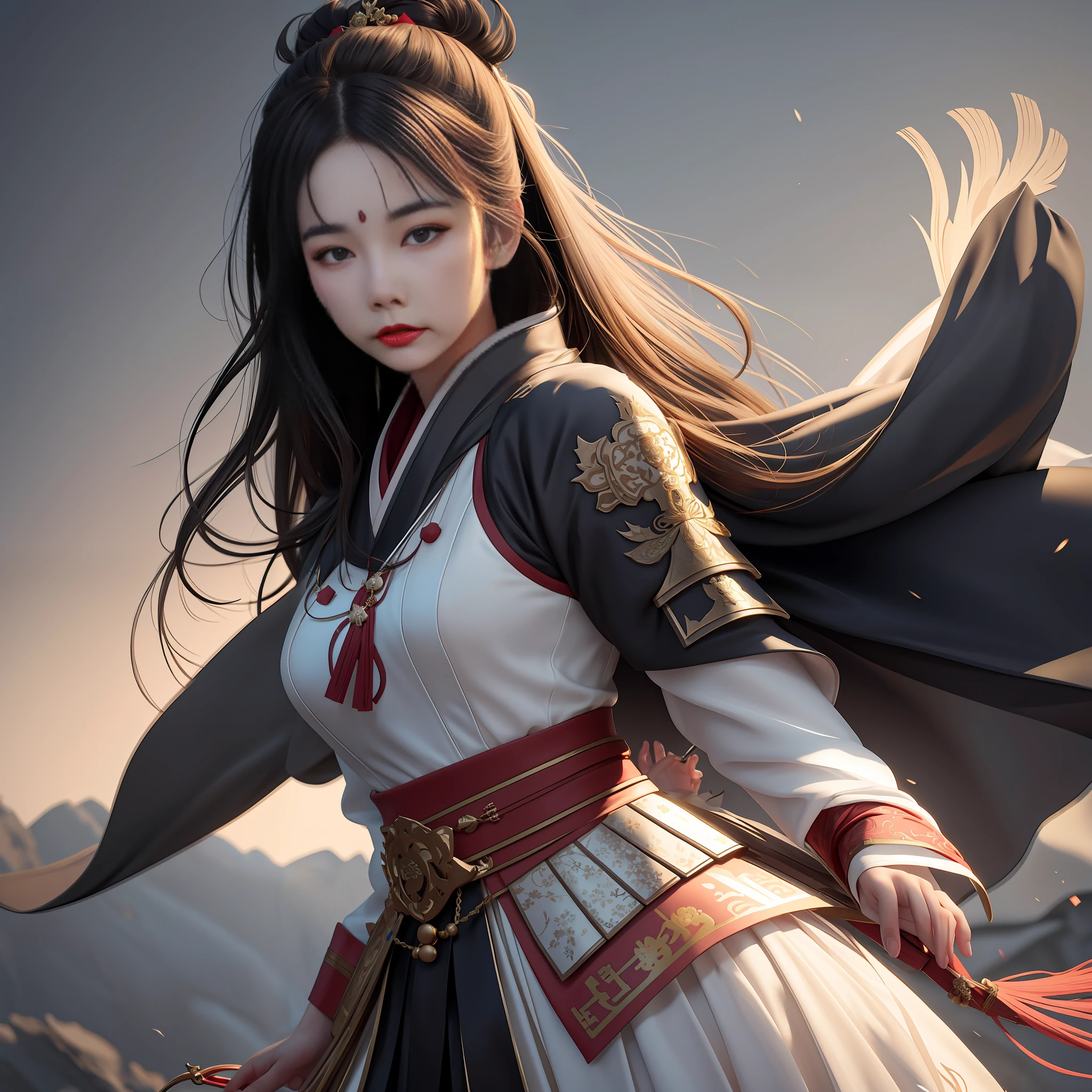 Alphad image of a woman in a white dress and a red belt, Beautiful character painting, Artgerm and Atey Ghailan, by Yang J, Artgerm and Ruan Jia, chengwei pan on artstation, Ruan Jia and Artgerm, author：ruanjia、stanely artgerm, Palace ， A girl in Hanfu --auto