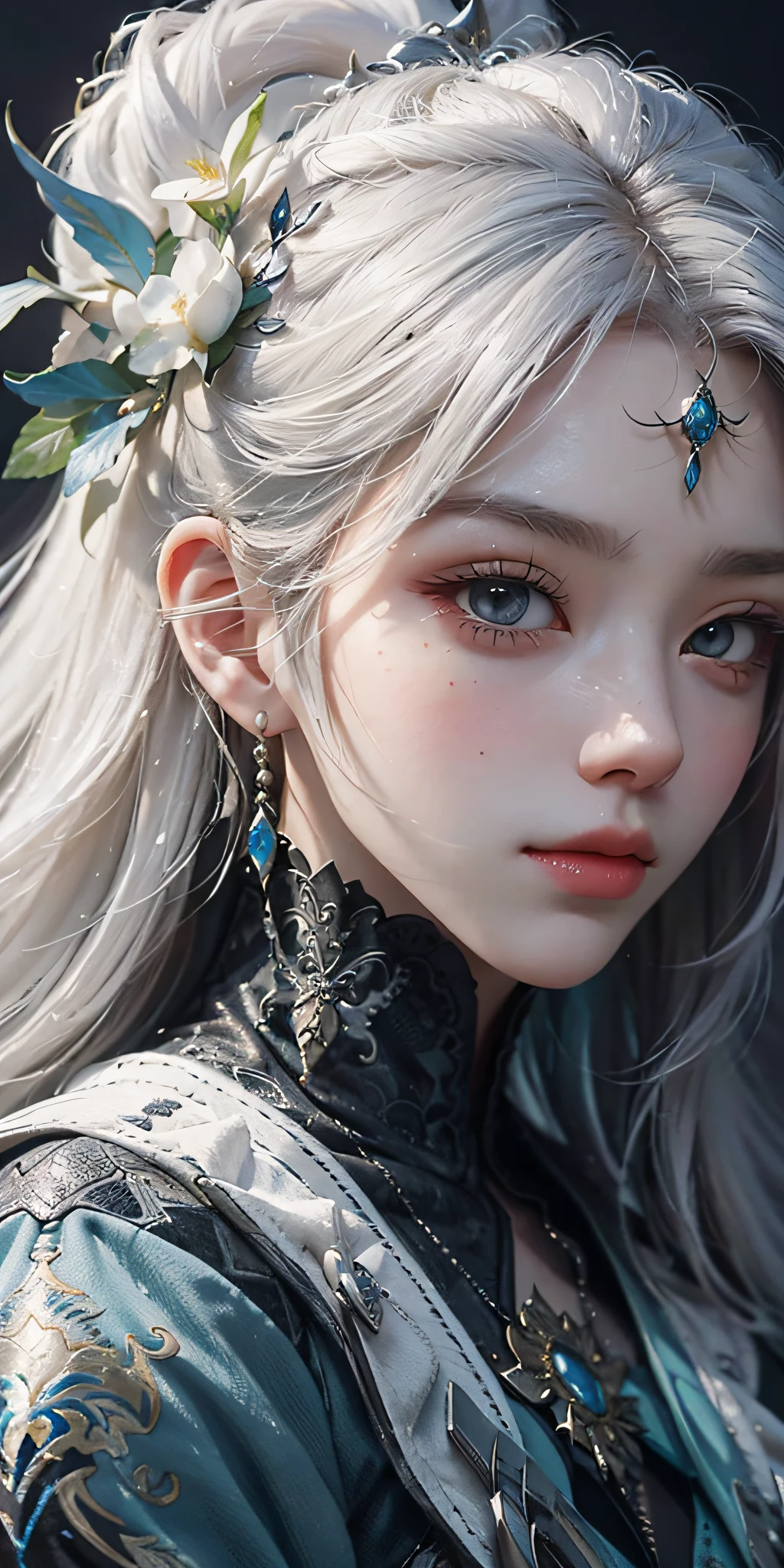 a close up of a woman with white hair and a white mask, beautiful character painting, guweiz, artwork in the style of guweiz, white haired deity, by Yang J, epic exquisite character art, stunning character art, by Fan Qi, by Wuzhun Shifan, guweiz on pixiv artstation