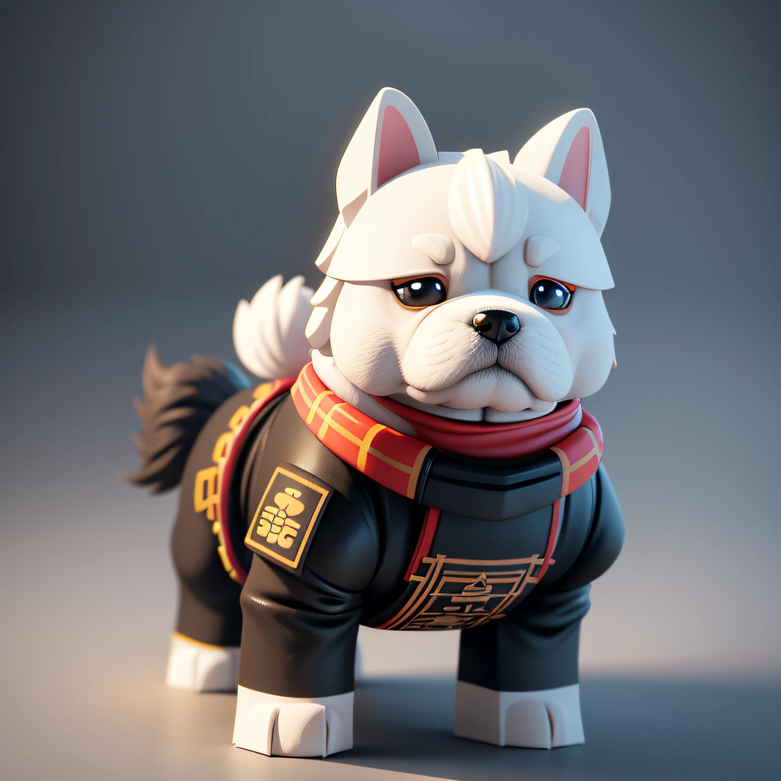 Lego puppy with white background, a puppy, Puppies Puppy Puppy, Lego Characters, Rendering in Cinema 4 D, Render with Cinema4D, Styling with 3D rendering, Rendering with octane rendering, Octane rendering in 32K, Anthropomorphic samurai dog, kawaii cute dog, cute 3d rendering, inspired by Zhu Da