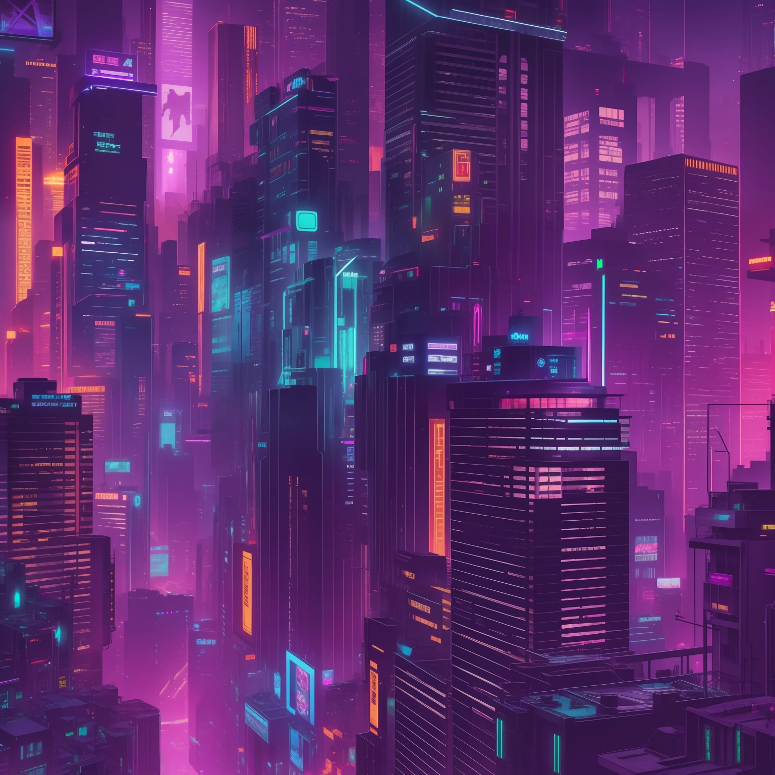 Extreme high-tech cyberpunk city at night, neon lights casting shadows, towering skyscrapers, bustling streets, a feeling of constant movement and energy.