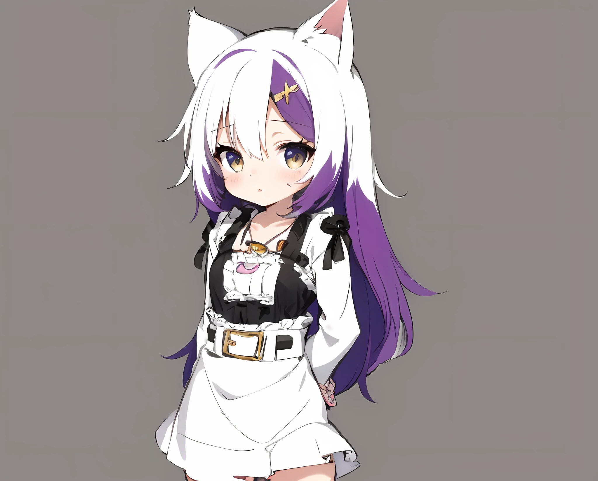 Menina anime com cabelo roxo e vestido branco e orelhas de gato, menina do gato branco, gato anime bonito, raposa branca - cabelo, menina anime com orelhas de gato, Branco ( Gato ) garota, Menina gato anime em uma fantasia de empregada, gato anime, muito bonita menina gato anime, female furry mini cute style, fofo!! Chibi!!! gatinha, gato anime bonito
