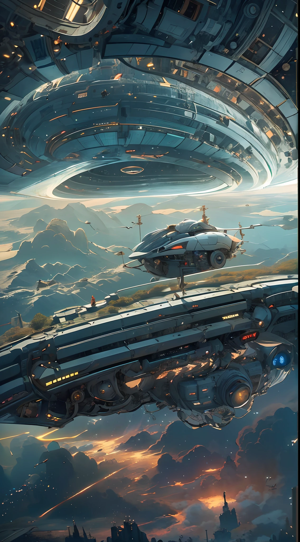 A captivating depiction of a space station floating in the vast expanse of the universe, (stunning cosmic backdrop), (detailed spacecraft design), (realistic rendering), (impressive scale and proportions), (futuristic architecture), (attention to scientific accuracy), (intricate mechanical details), (immersive lighting effects), (awe-inspiring sense of vastness), trending on ArtStation, (trending on CGSociety), (showcasing the wonders of space exploration), (evokes a sense of technological advancement), (highly detailed space environment), (impressive attention to texture and materials), (depiction of astronauts or extraterrestrial life), (conveys a sense of tranquility and awe), (capturing the beauty and mysteries of the cosmos), (skillful portrayal of depth and perspective),vortex,houtufeng,The wreckage of a giant space ship