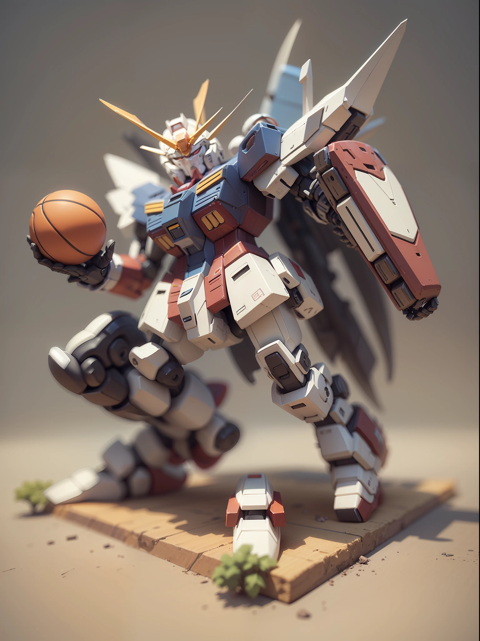 (Machinary：Mechanical ancestor Gundam:1.331)，(Hold the basketball in both hands)，NBA basketball，Basketball superstar，Score the action，Enter blue，The mech is rich in detail，(Dynamic)，（NBA basketball），Dynamic style，Little，big headed，(Hot Wheels:1.331)，a 3D render，((Q version))，Pokémon style，Machine style，Cinematic texture，Figures，Pokémon，电影灯光，Heavy robotic arm，Mechanical belly，mechanical leg，mechanical leg，Mechanical feel，The background surrounds lightning，salama，mizore，Clean white background，Ray traching，Premium color，Bust 3D model，Action，Stylish blind box toy。(fill body:1.2)，tchibi