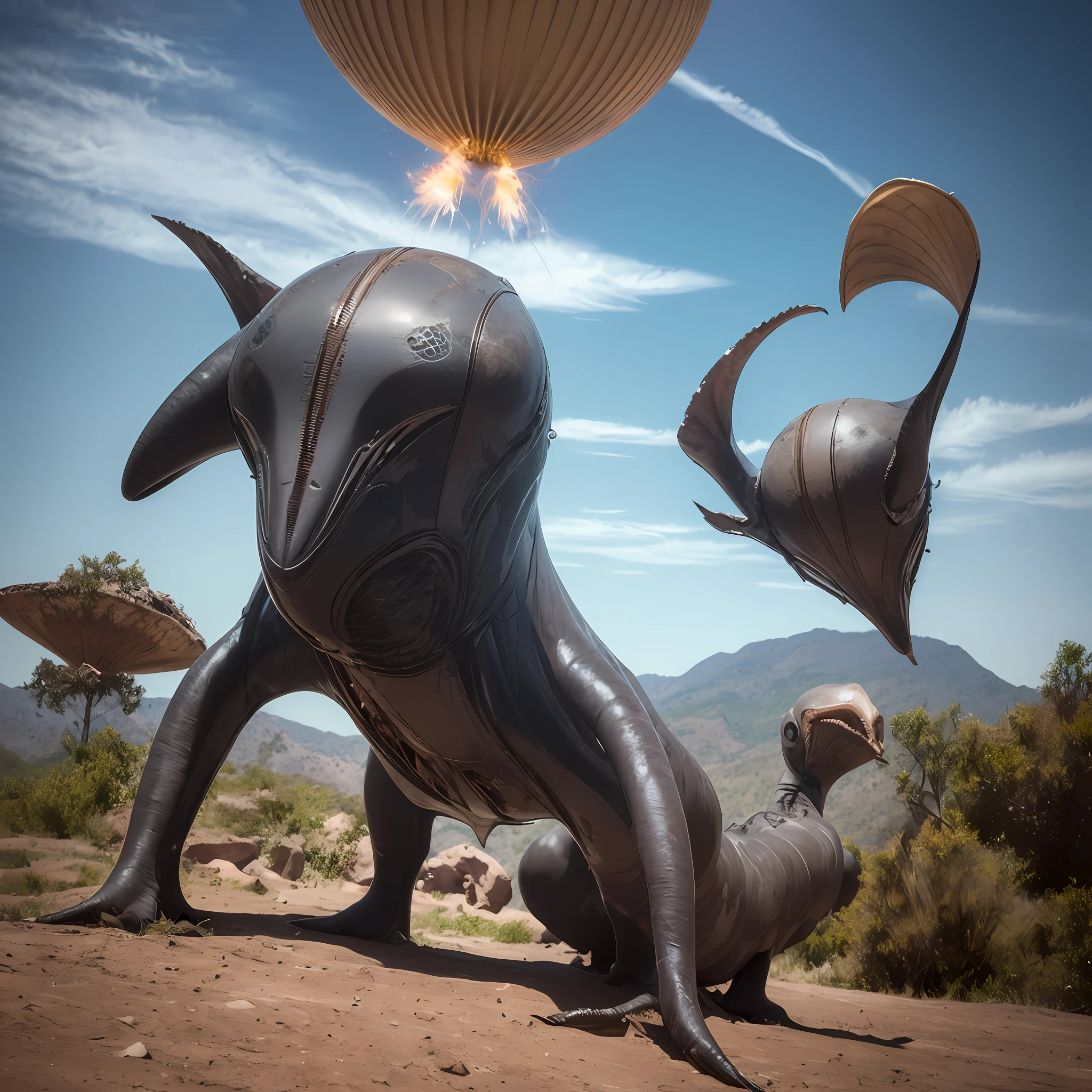 On a distant exoplanet,There are some alien creatures that look weird and incomprehensible --auto