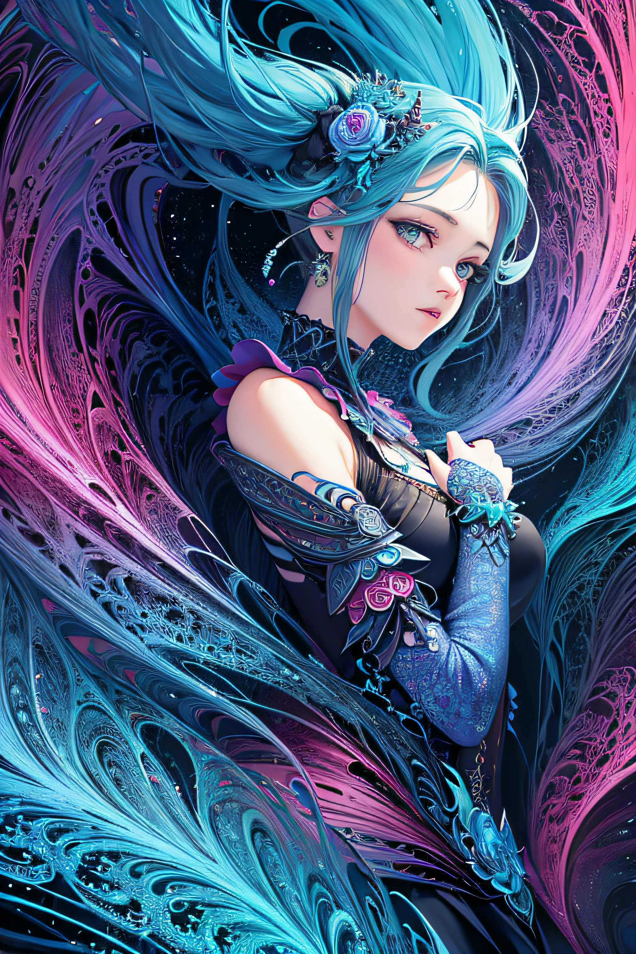 (masterpiece, top quality, best quality, official art, beautiful and aesthetic:1.2), (1girl), extreme detailed,(fractal art:1.3),colorful,highest detailed