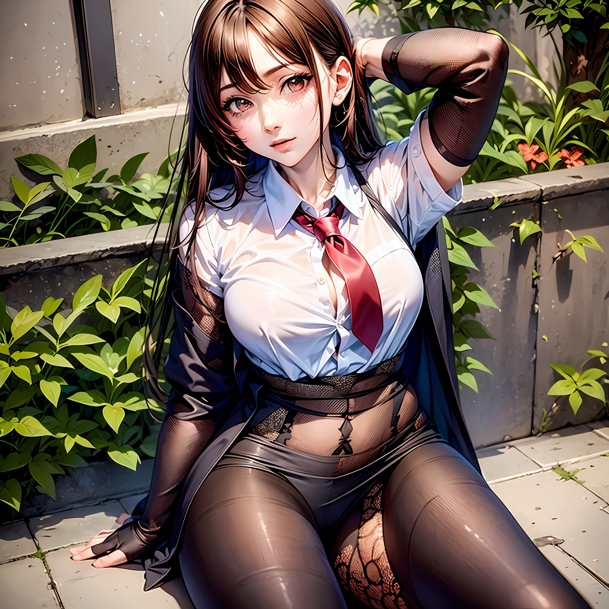 Masterpiece, 1femme,,pas de jupe,collared shirt,Porte-jarretelles,Culotte,collants