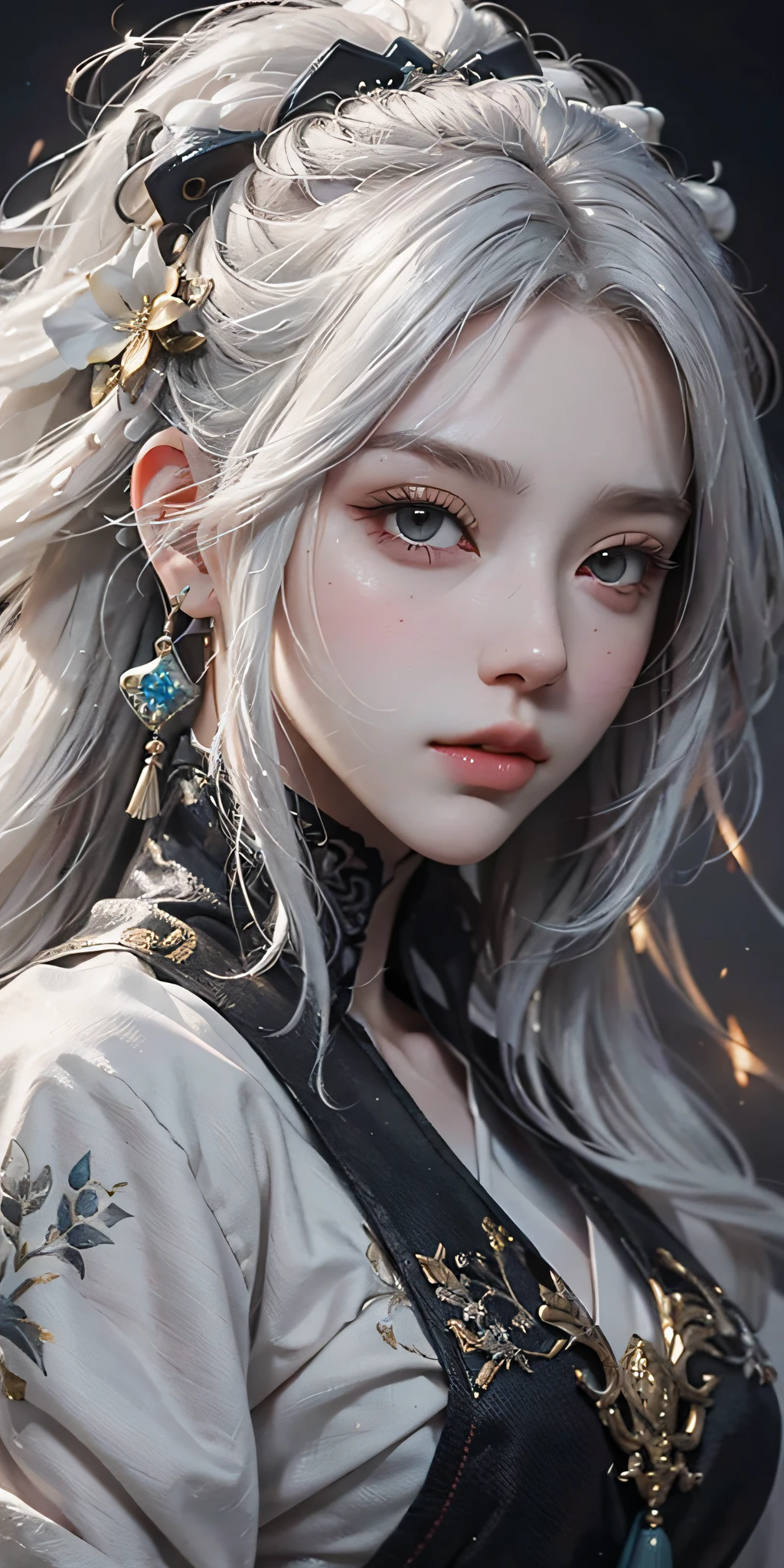 a close up of a woman with white hair and a white mask, beautiful character painting, guweiz, artwork in the style of guweiz, white haired deity, by Yang J, epic exquisite character art, stunning character art, by Fan Qi, by Wuzhun Shifan, guweiz on pixiv artstation