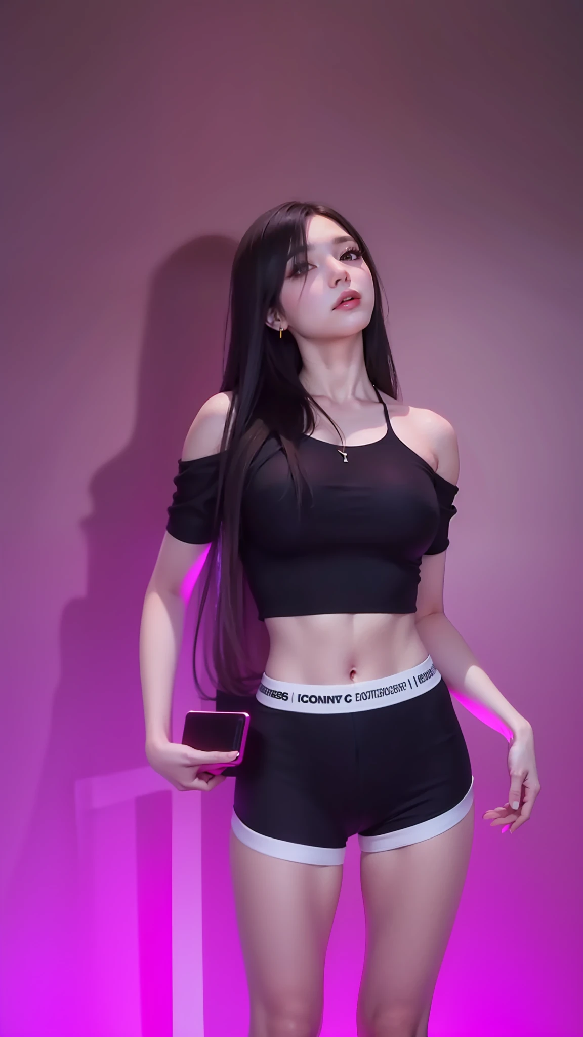 beautiful female k-pop idol, gigantic breasts, huge cleavage, her face is visible, close-up portrait, shot on sony a1, 85mm F/1. 4 ISO 100, medium format, 45 megapixel, studio lighting, softbox, high shutter speed flash photography, award-winning photograph with golden ratio composition, look at viewer