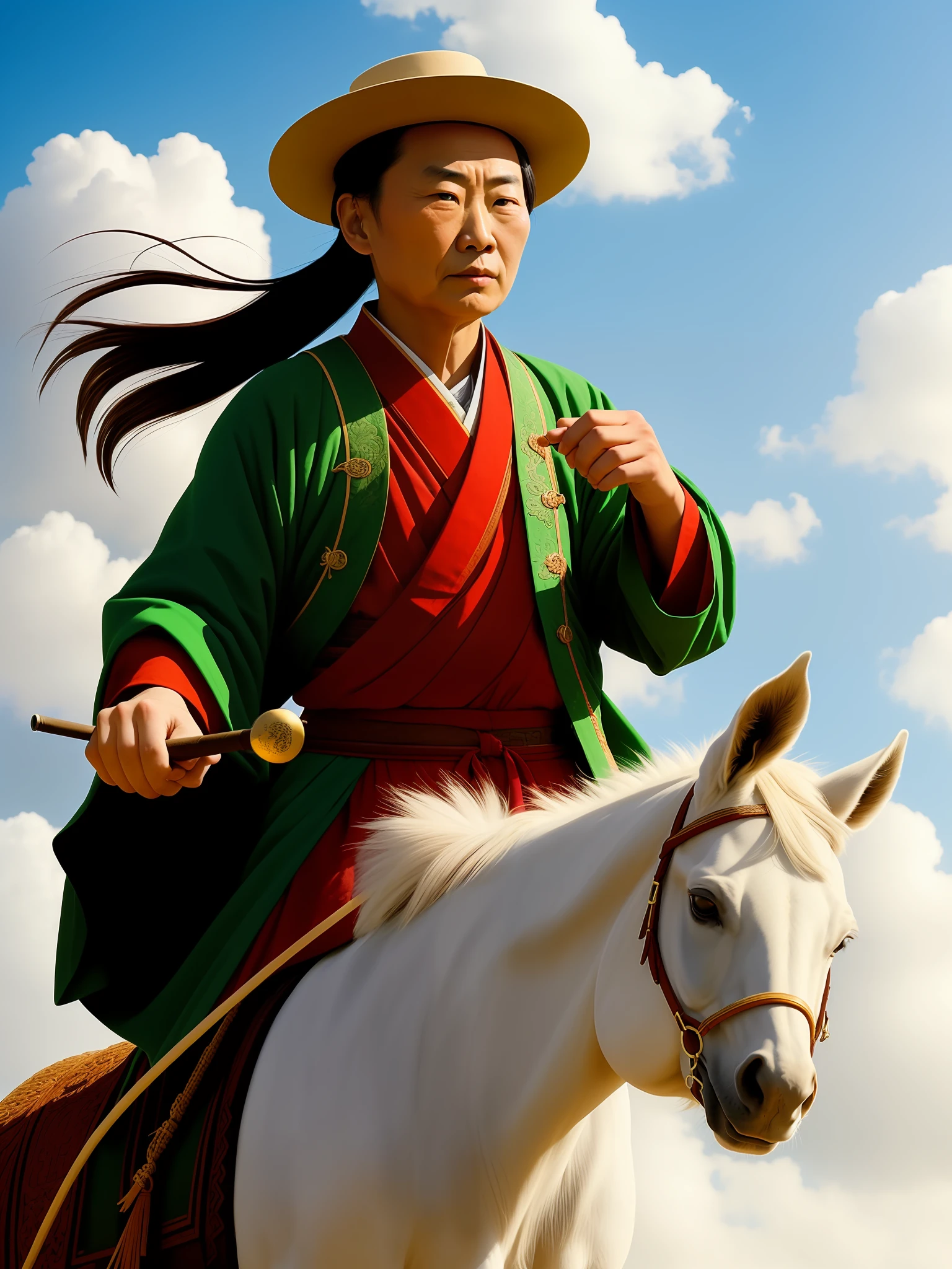 Qing dynasty general,ride horse,A desert,mighty