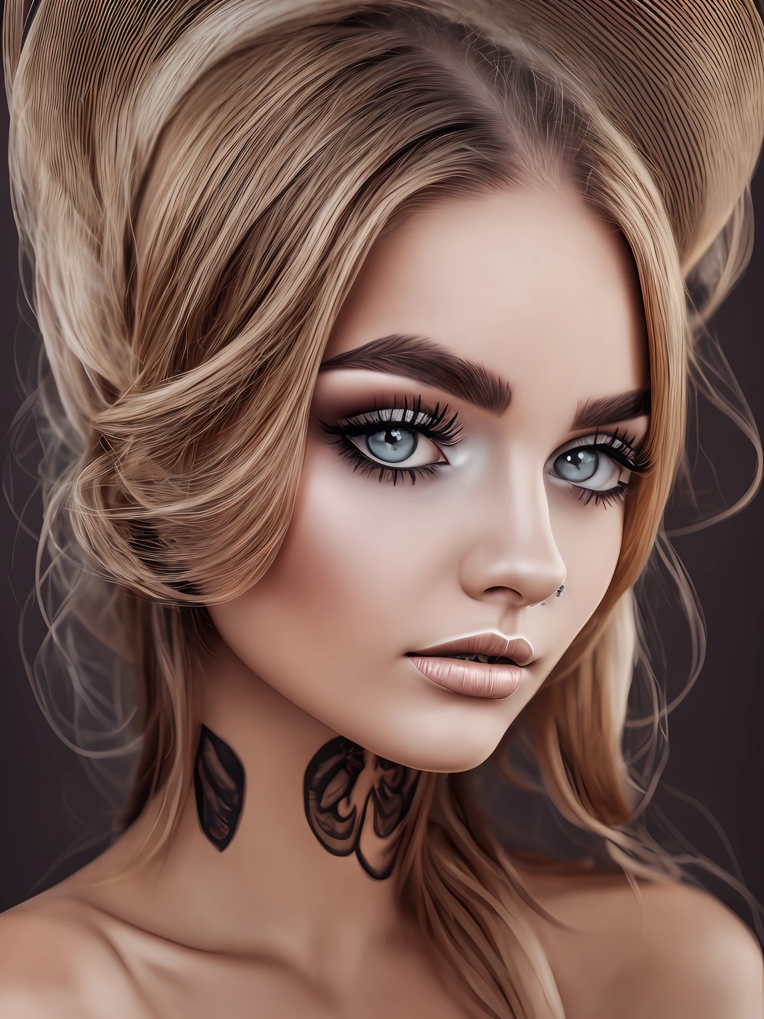 Face creative makeup, symmetrical, portrait, beauty, fashion, Stylish, realistic, Full portrait, Glamour, half body --auto --s2