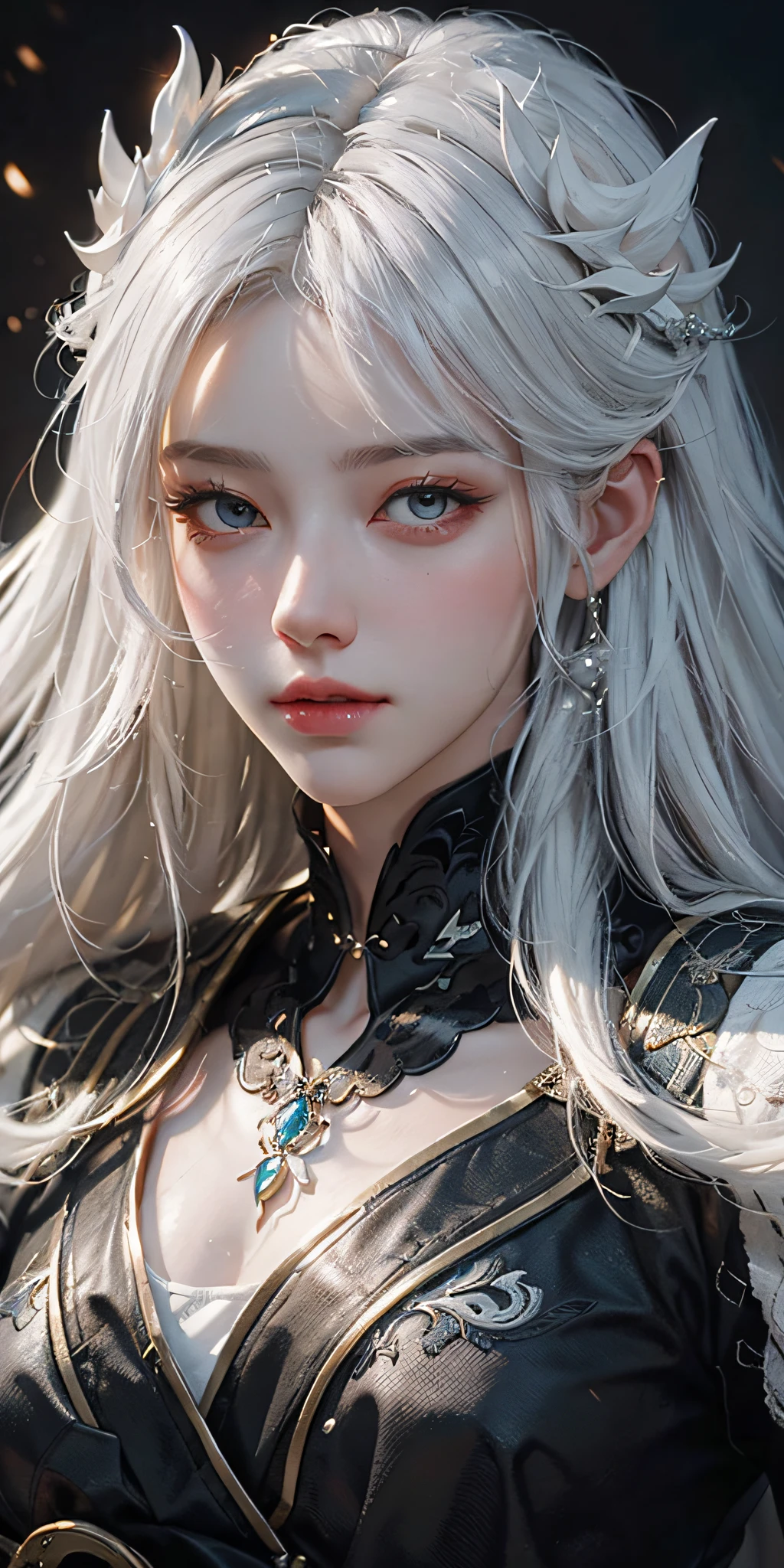 a close up of a woman with white hair and a white mask, beautiful character painting, guweiz, artwork in the style of guweiz, white haired deity, by Yang J, epic exquisite character art, stunning character art, by Fan Qi, by Wuzhun Shifan, guweiz on pixiv artstation