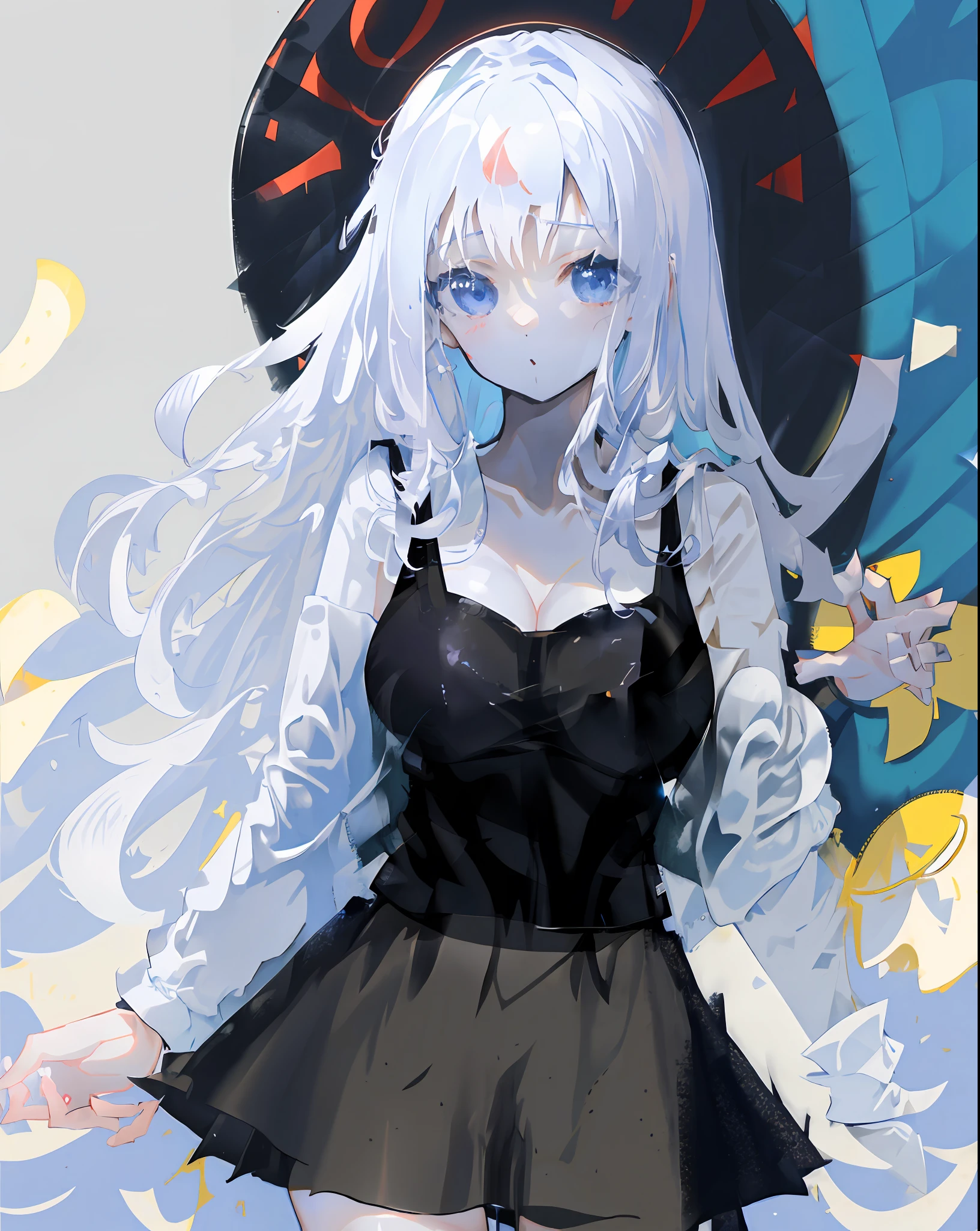 Alone,Black hair,Petite figure,Girl with smooth white skin,nedium breasts,cleavage,,Superskirt,adolable,Impeccable,animemanga girl,Lori huge breasts cleavage