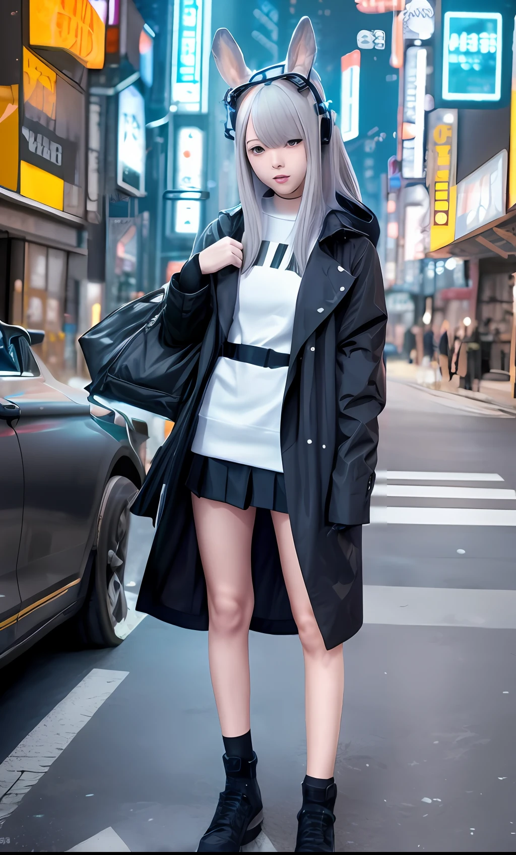 Anime characters standing on city streets in trench coats, modern anime style, Anime style. 8K, girls frontline style, cyberpunk anime girl in hoodie, very modern anime style, Anime style mixed with Fujifilm, up of young anime girl, from girls frontline, Kantai collection style, Realistic anime 3 D style, Style anime, style of anime4 K