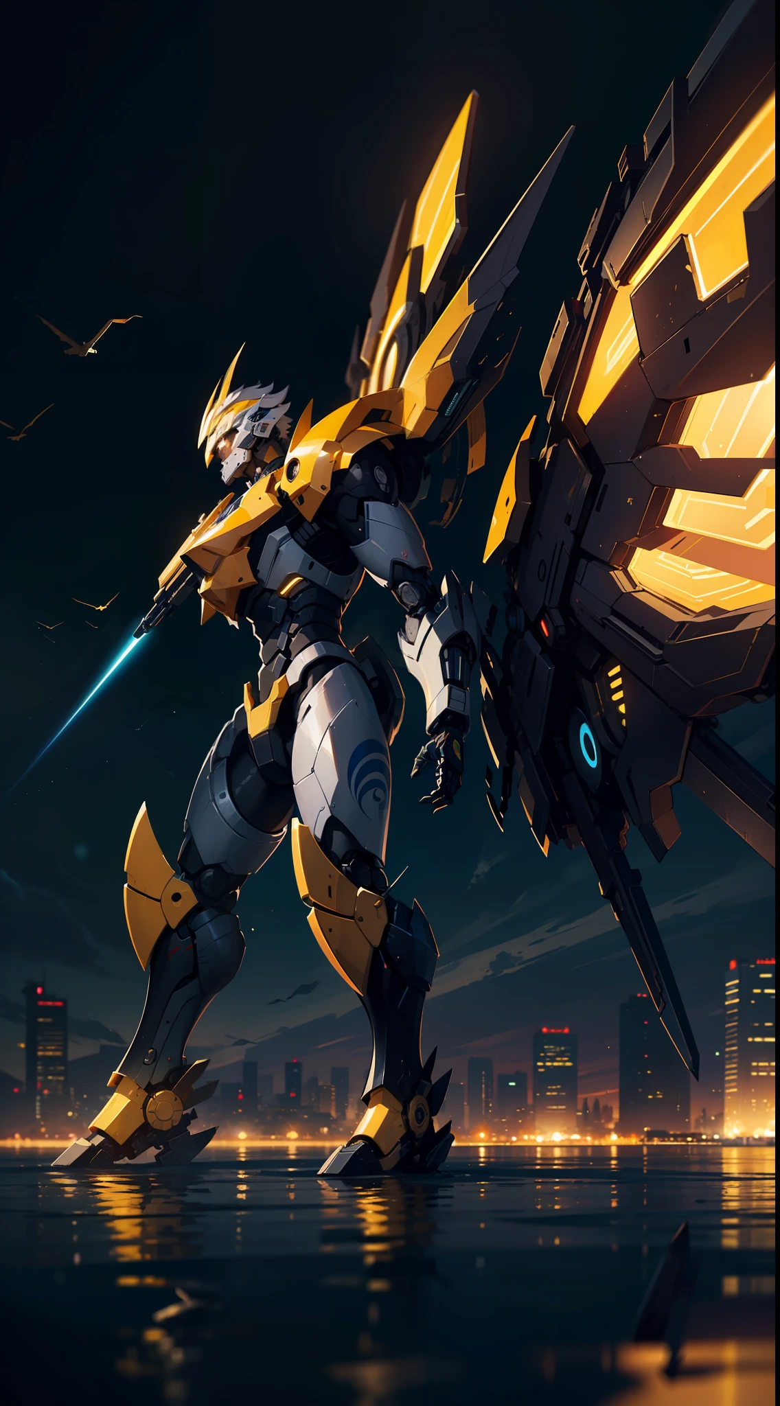 (masterpiece), (best quality),(illustration),colorful,from side,((chinese colorful ink)),flat color,

,8k, fantasy, robot giant, mecha style, black gold, ultra detailed, ambient light, volumetric lighting, (dark night:1.4) galaxy, reflection of light, reflective lighting, sharp focus, battle pose, legendary armor, megastructure, engine, mechanical (intricated detail:0.7), full body shot, flying,

(Amazing),(Absurd),((sharp focus)), ((extremely detailed)), ((high saturation)),((colorful))