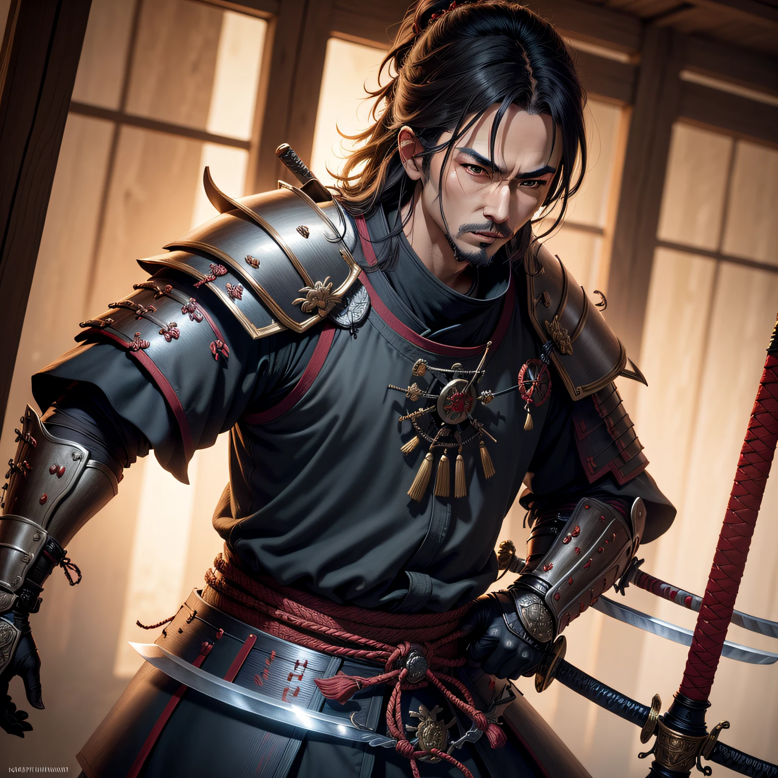 ３０Male teenager　cool　samurais　red armor --auto