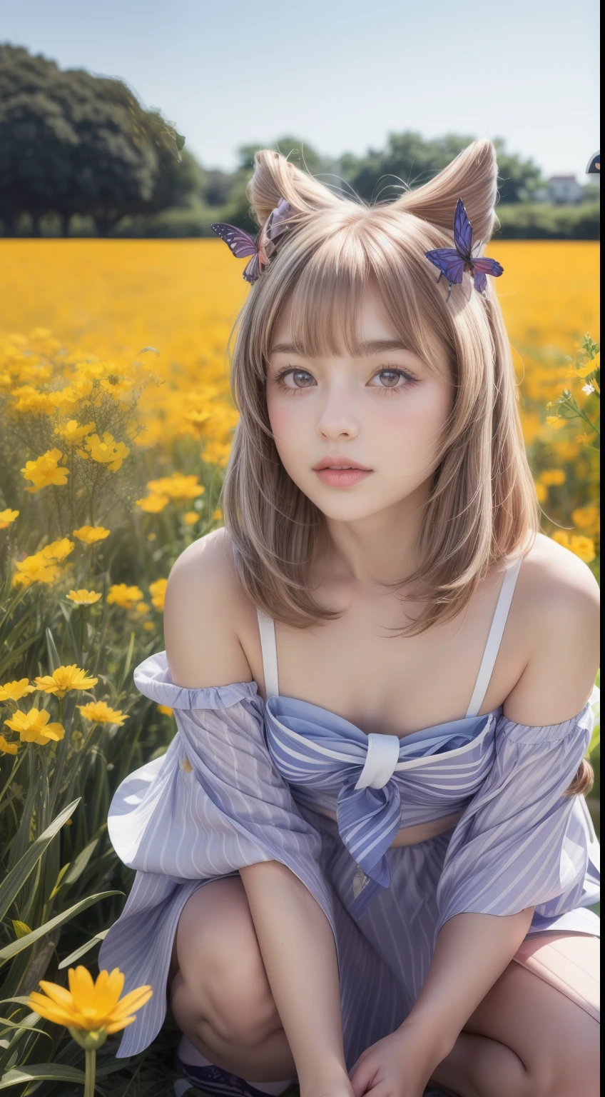 ultra high res, (photorealistic:1.4), raw photo,16K,
(solo,1girl,li:1.2),
Flower field, flower, butterfly, kokomidef, kokomirnd,