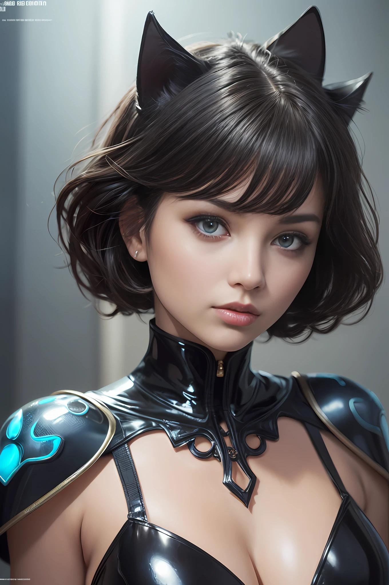 Catwoman in latex suit –chaos 60s, (masterpiece), realistic, (American girl shot), beautiful face, Wes Anderson style, sunlight, cinematic light, bangs, beautiful woman, beautiful eyes, short black hair , perfect anatomy, very cute, princess eyes, (black eyes), (marco head), in focus, stylized, bioluminescence, 8K resolution, low-cut white dress with small blue details, human hands, full of wonder, elegant, approaching the Perfection, Dynamic, Highly Detailed, Character Sheet, Concept Art, Smooth, Looking Directly At Viewer Positioned So Her Body Is Symmetrical And Balanced, Stunningly Beautiful, Detailed Short Black Hairstyle With Bangs (1:1 Aspect Ratio) ssci-fi, fantasy, intricate, very beautiful, elegant, highly detailed, digital painting, artstation, concept art, soft light, hdri, smooth, sharp focus, illustration --auto --s2