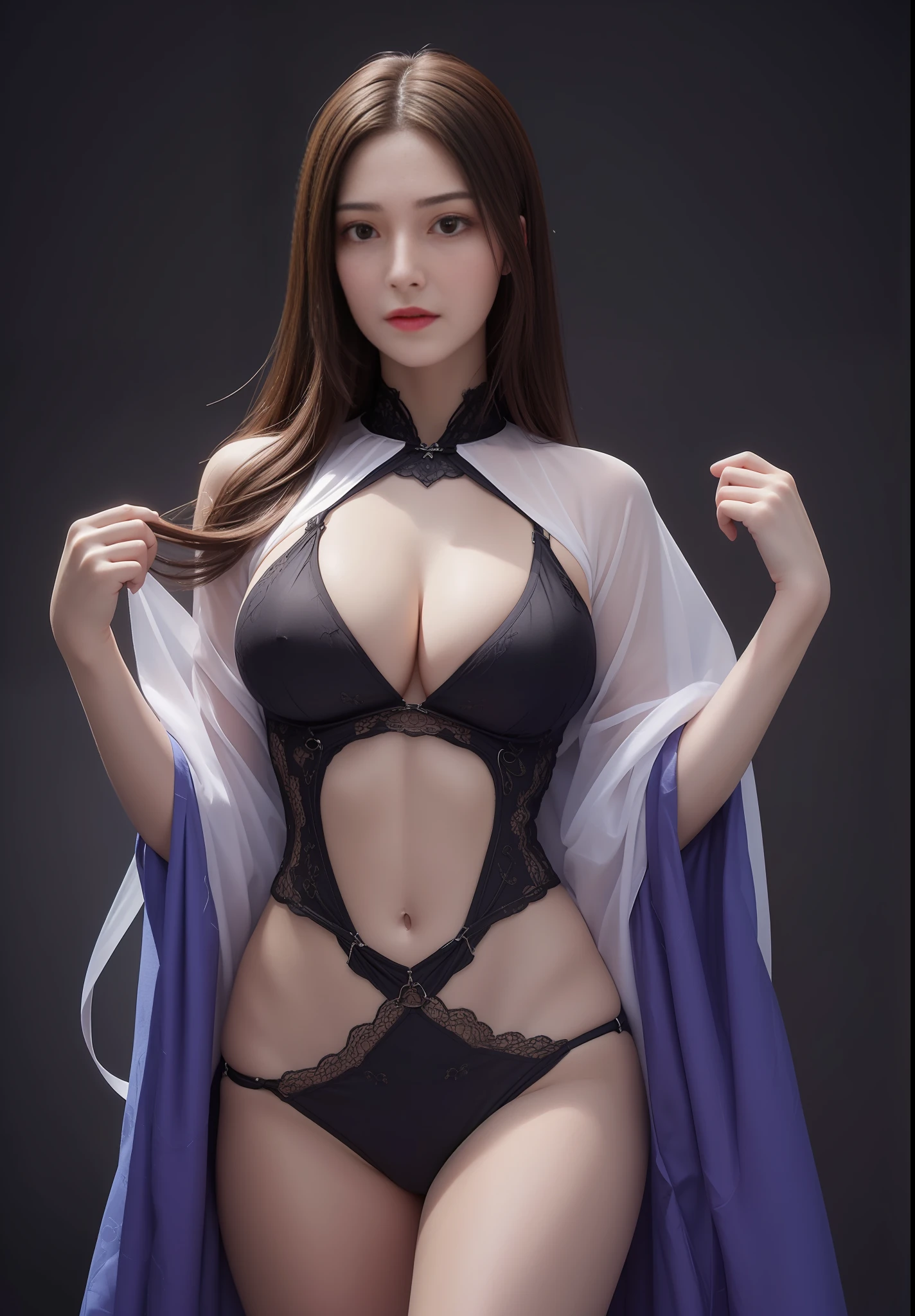 (masterpiece, best quality, extremely detailed 8k, ultra hd, ultra-detailed, highly detailed, highly realistic, ultra-realistic, photo realistic), (1girl:1.5), (detailed realistic skin), (realistic big breasts), slender abs,