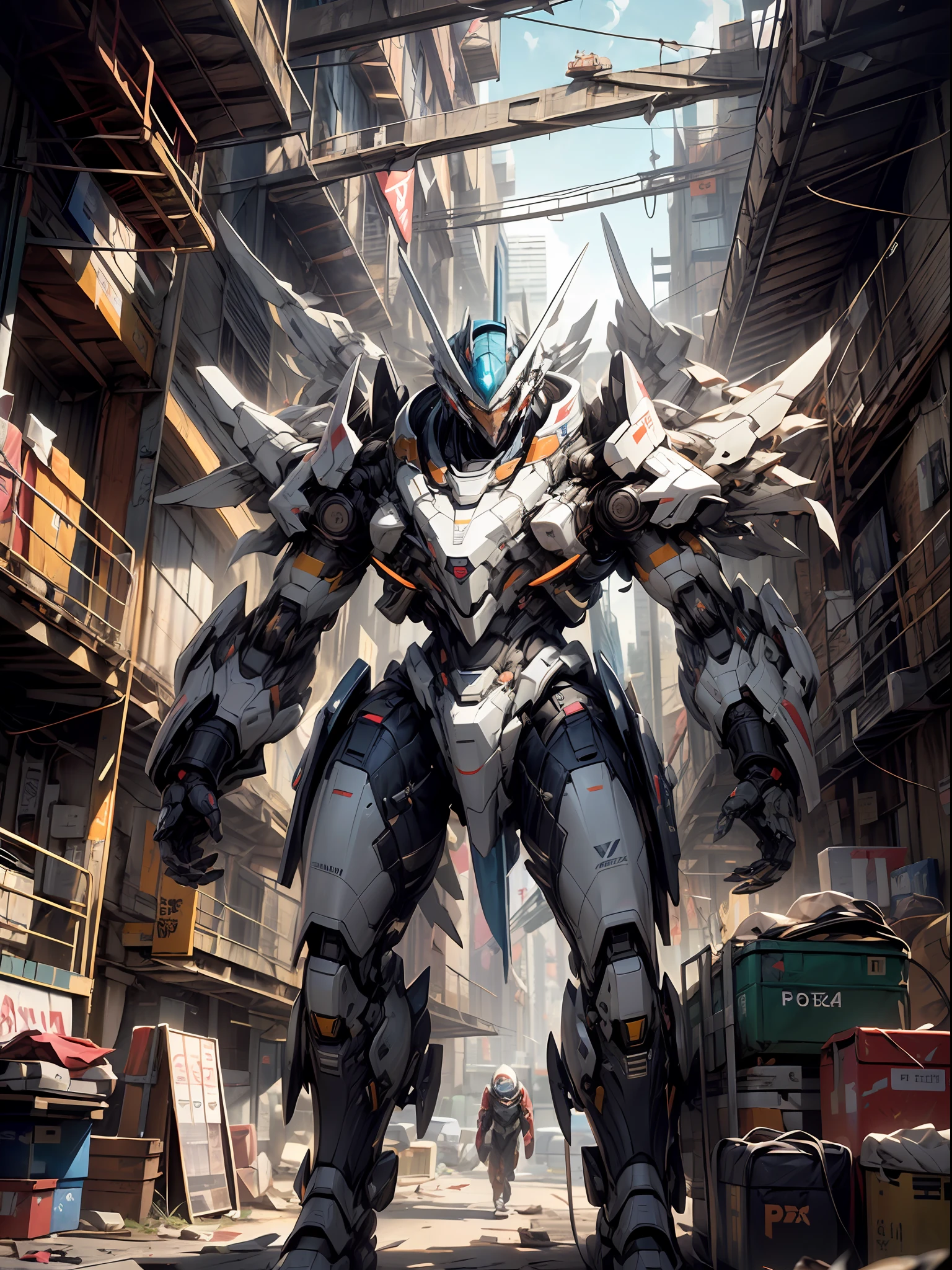 ((Best quality)), ((masterpiece)), (highly detailed:1.3), 3D, beautiful, (cyberpunk:1.2), in space, nebula, holding_weapon, (1Female mecha:1.3), facing the viewer, glowing eyes, full body, (flying, swooping down, dynamic, motion blur: 1.4), (huge mecha wings: 1.6), looking up, glowing_eyes, mecha, panorama, background is earth, nebula, space, particles, reality, HDR (High Dynamic Range), Ray Tracing, NVIDIA RTX, Super Resolution, Unreal 5, Subsurface Scattering, PBR Texturing, Post Processing, Anisotropic Filtering, Depth of Field, Maximum Clarity and Clarity, Multilayer Textures, Albedo and Specular map, Surface shading, accurate simulation of light-material interaction, perfect proportion, Octane Render, two-tone lighting, large aperture, low ISO, white balance, rule of thirds, 8K RAW, efficient sub-pixel, sub-pixel convolution,