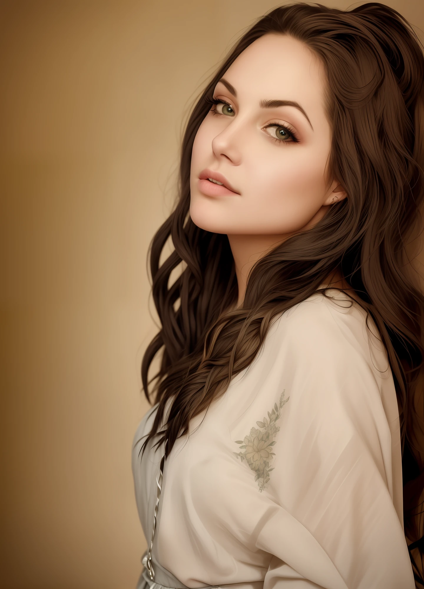 Draw a beautiful woman in period costume