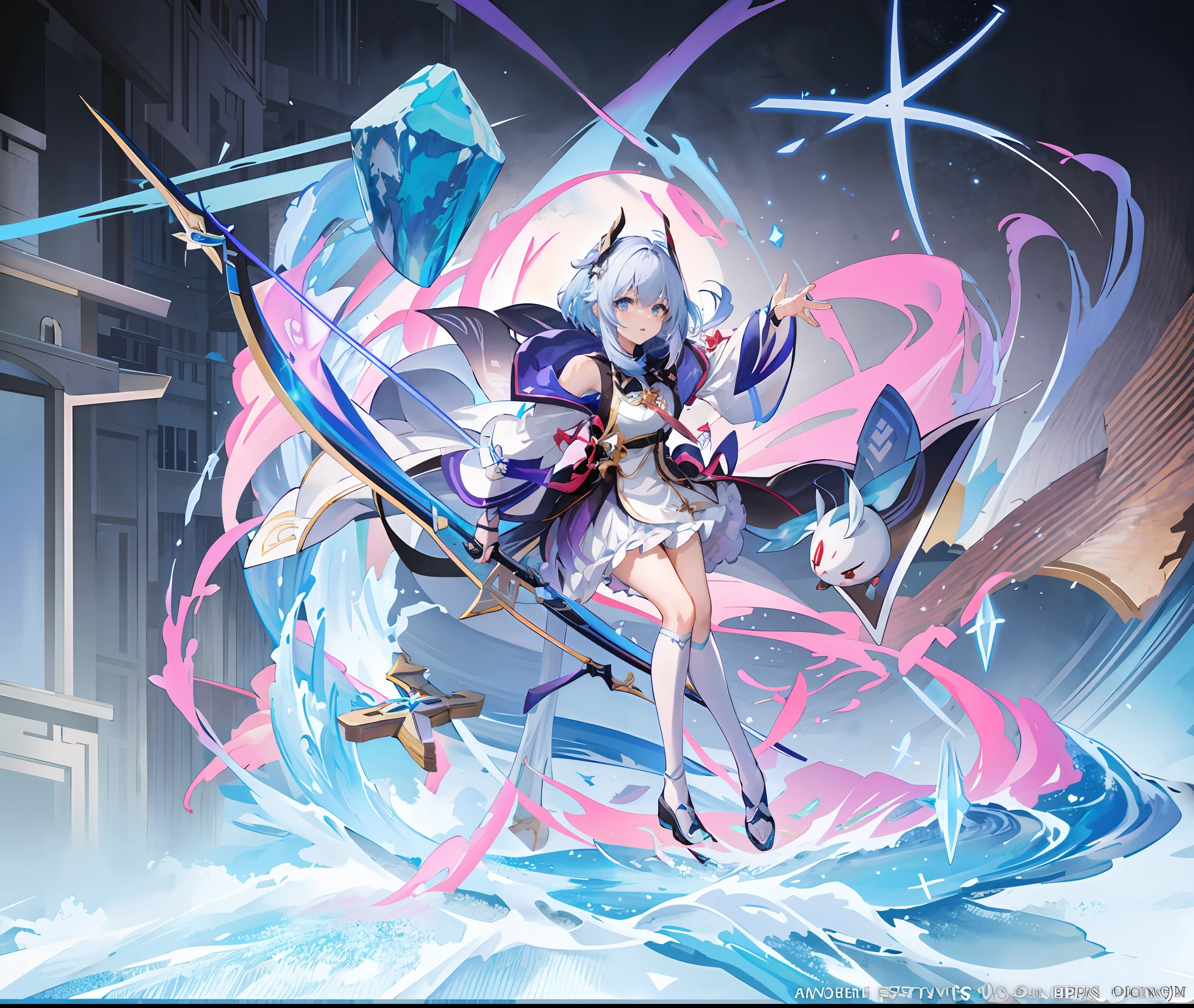 animemanga girl，holding a bow and arrow in his hands, genshin impact, Kushatt Krenz Key Art Women, Star Dome Railway，Star Dome Railway。Star Dome Railway。Star Dome Railway。Keqing from Genshin Impact,Game Genshin Impact, Splash art anime Loli, rimuru tempest, shadowverse style, Genshin impact's character, From Arknights, holographic blade!, Beautiful celestial mage