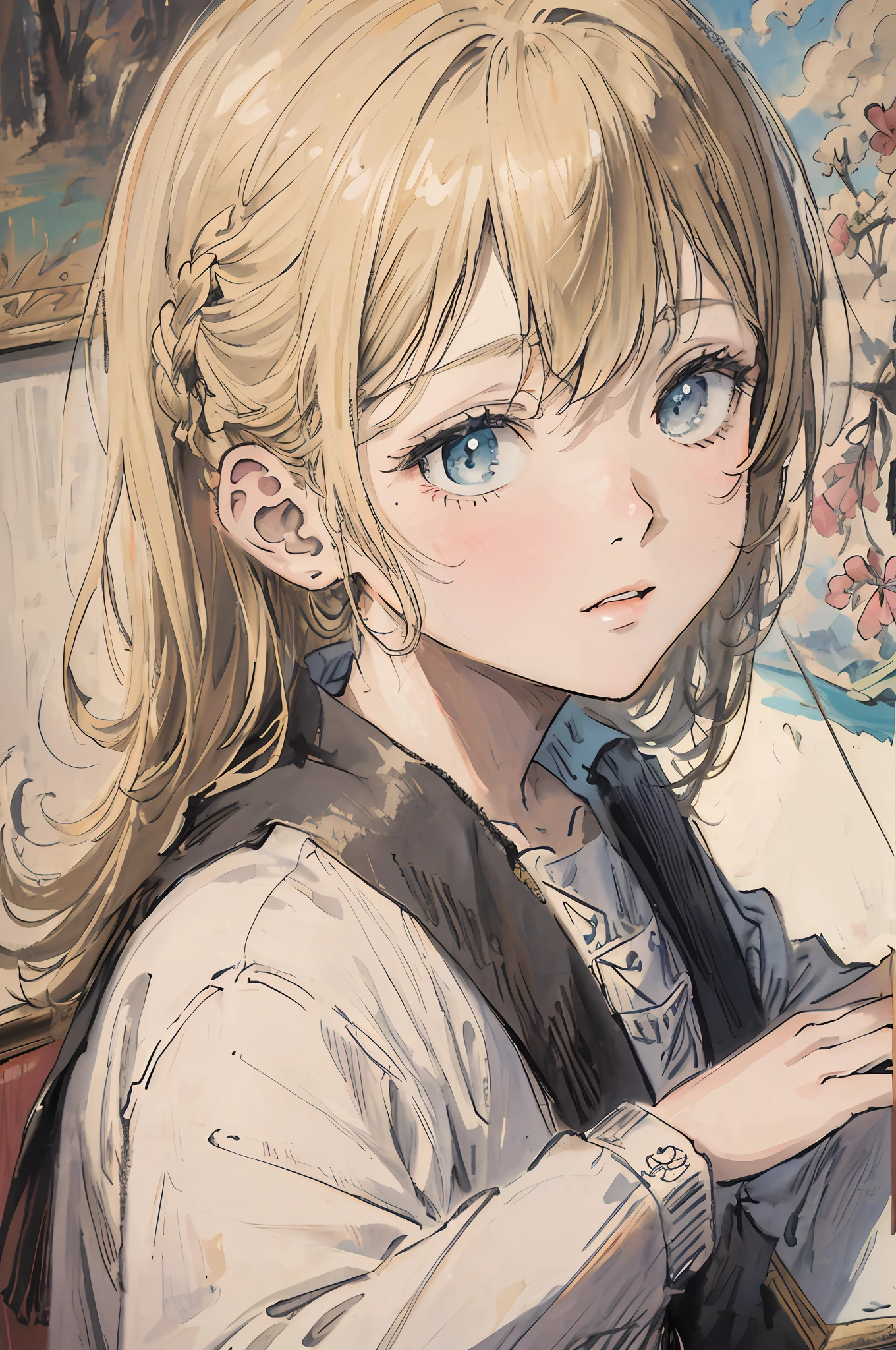 Anime boy with blonde hair and blue eyes sitting at the table, Detailed portrait of an anime boy, a beautiful anime portrait, Portrait of an anime teenager, Detailed digital anime art, Portrait of an anime boy, detailed anime art, Portrait anime boy, clean and meticulous anime art, Portrait of a cute anime boy, Detailed anime artwork, Detailed key anime art, beautiful anime art style, Beautiful anime artwork