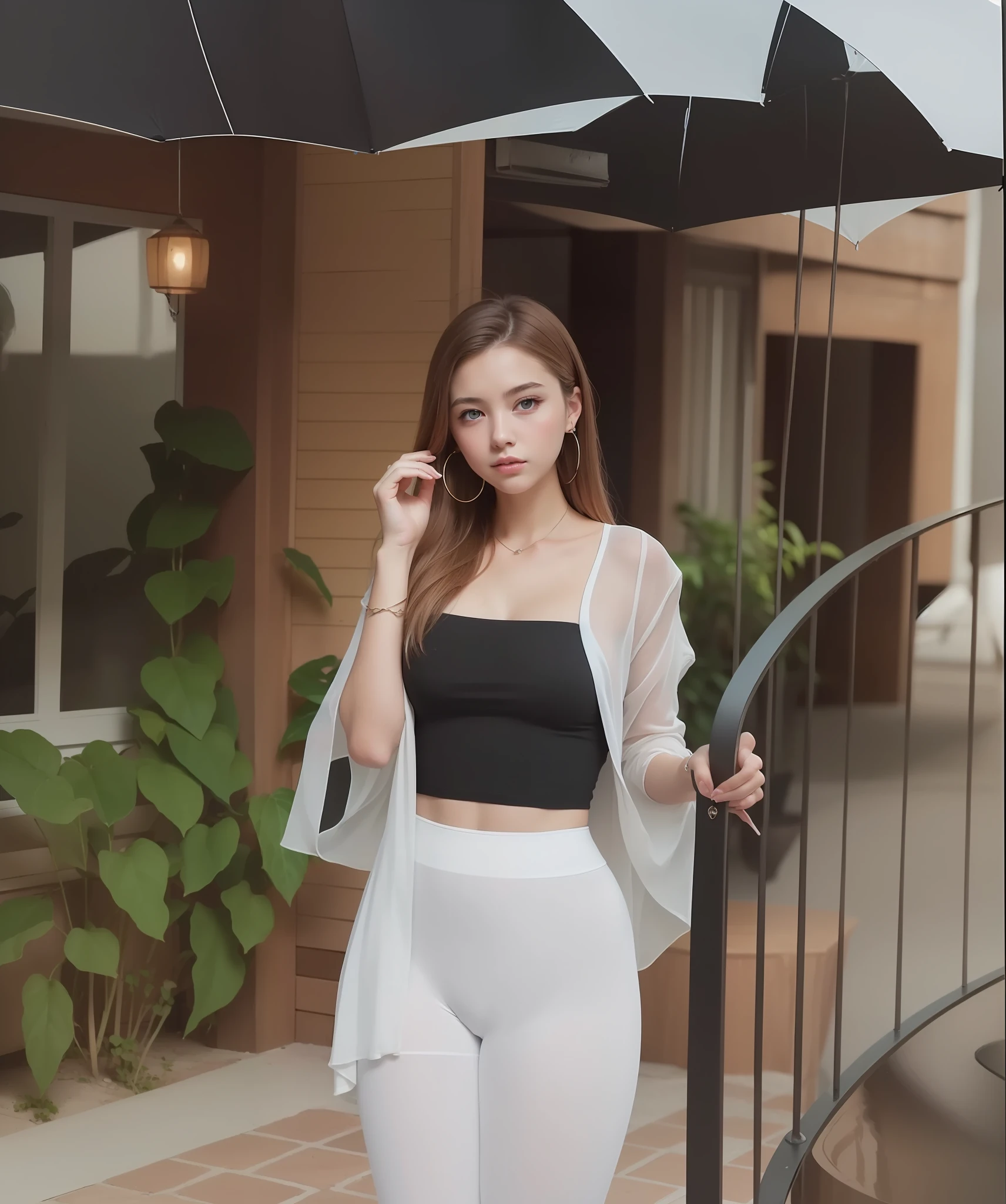 1 girl, full body, indistinct , detailed clothes,white tights, indistinct , casual white shirt, (delicate illustration:1.4),(masterpiece:1.0), (best quality:1.4), (ultra highres:1.2), (photorealistic:1.4), (8k, RAW photo:1.2), (soft focus:1.4), (18yo:1.3), (sharp focus:1.4), detailed beautiful face