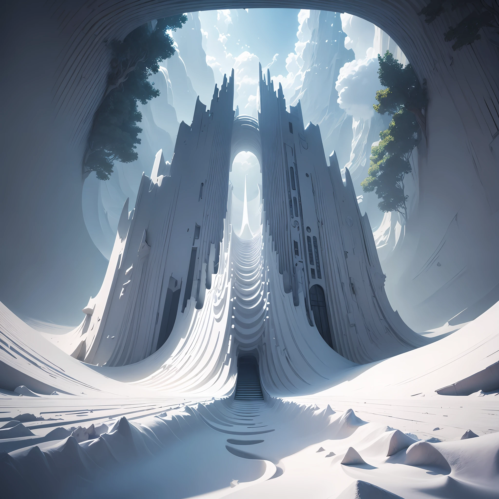 Endless white maze in the sky，stately，k hd，divino，scenecy