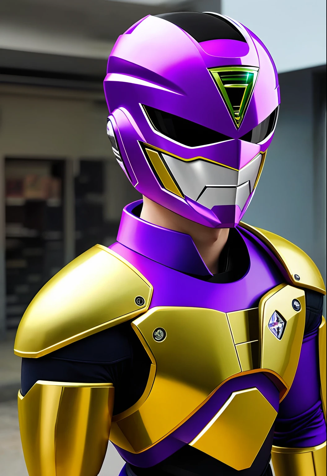 power ranger::4, (rosto humano masculino), realista ::4, [roxo,preto], (corpo inteiro), luvas pretas, botas cano curto pretas