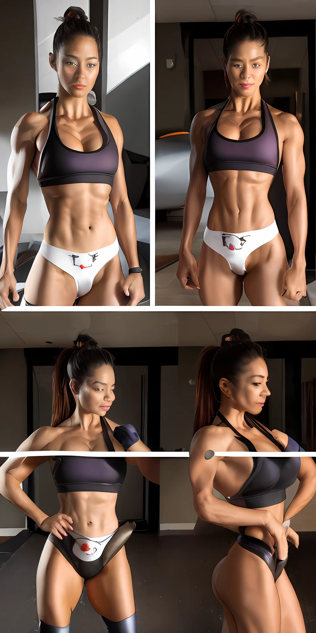 A muscle woman,Bundled,bareness,Hit in the abdomen,Orgasmic face --auto