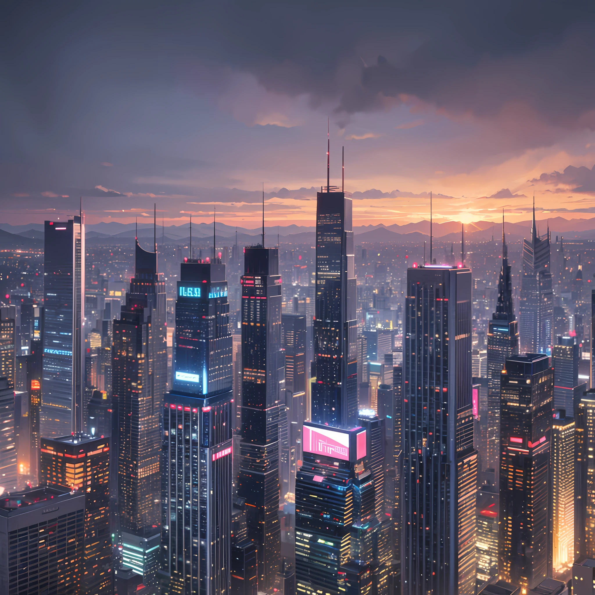 Araffy view of a city at night with a lot of lights - SeaArt AI