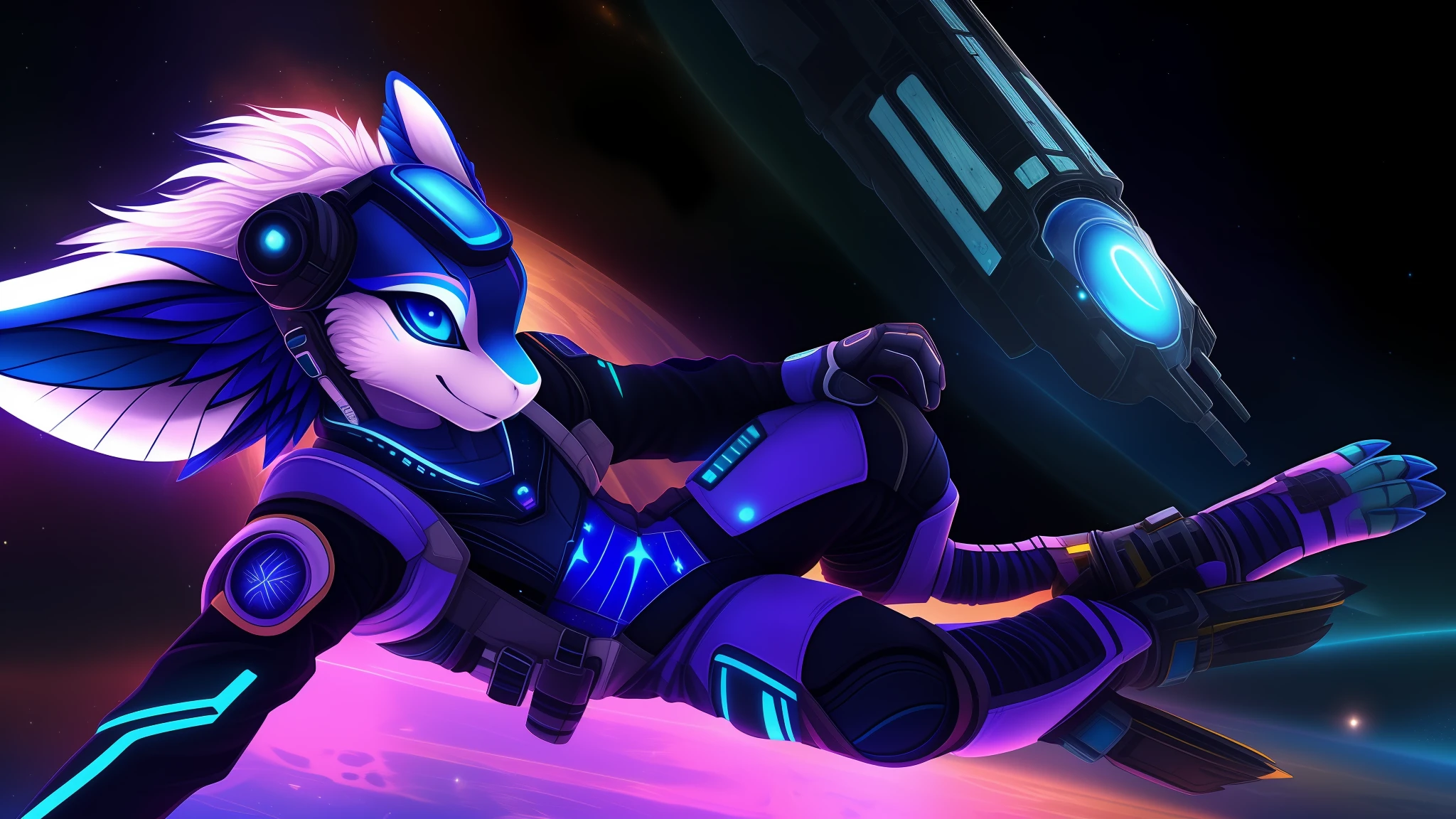 there is a cartoon picture of a avali dressed in a space suit, weirdcore voidpunk fursona, furry furaffinity, furry character, fursona wearing stylish clothes, furry fursona, generic furry style, fursona!!!!, in a space cadet outfit,
