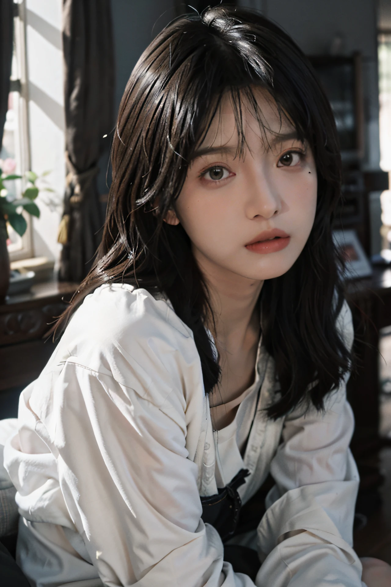 8K,The best picture quality,tmasterpiece,超高分辨率,(真实感:1.4),RAW photogr,(True skin texture:1.3),(filmgrain:1.3),(Selfie angle),Beautiful heroine,Stunning eye and face details,tmasterpiece,HighestQuali,Exquisite close-up,The upper part of the body。