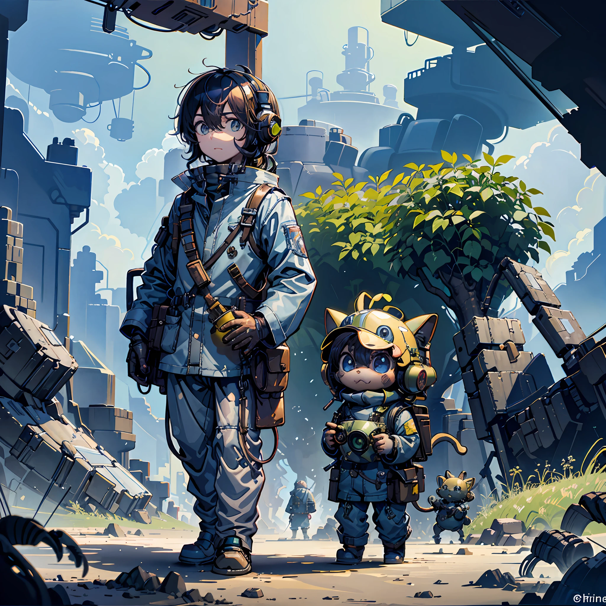 John and Whiskers got out of the spaceship and took a look around. They saw strange plants and animals that they had never seen before. They also saw a group of alien creatures standing nearby. --auto