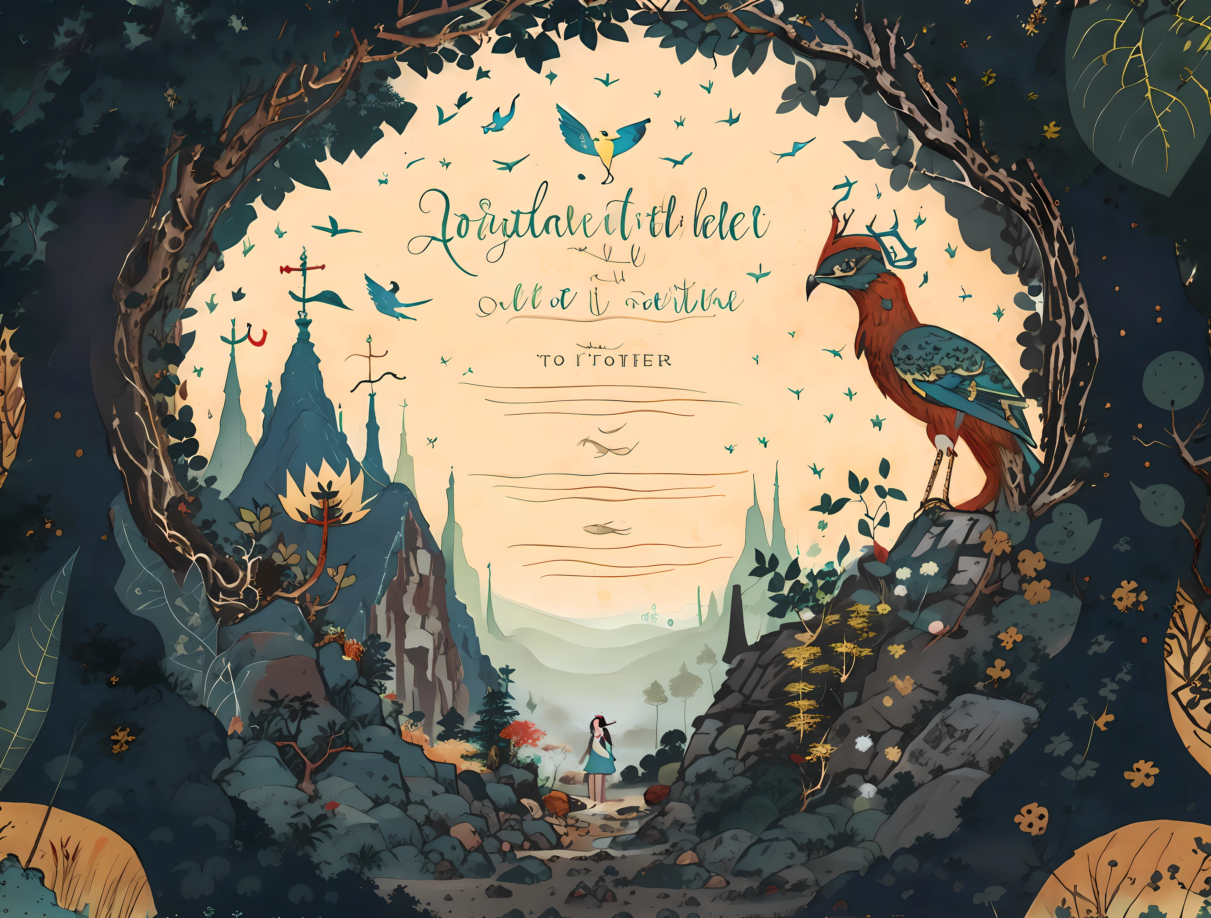 Certified with a beautiful fairytale folk aesthetic, cores da terra, vetor, storybook illustration art, hiper detalhes, cute aesthetics, foco nítido, Denoise, 8k, estilo de arte de desenho bonito, Arte Digital