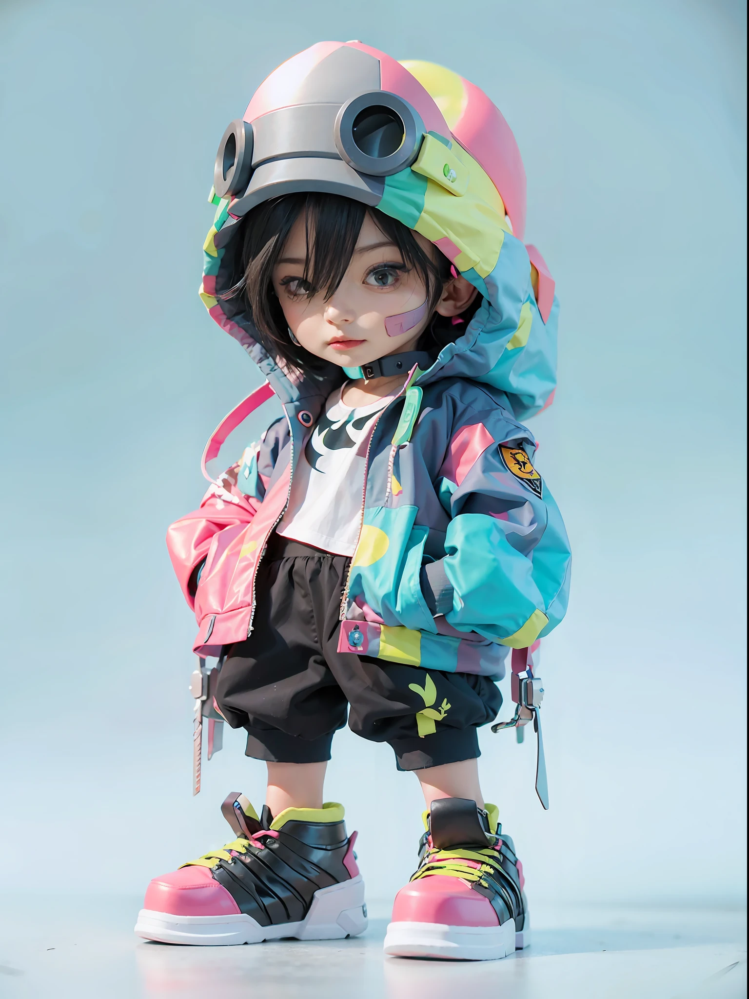 Cyberpunk mechanical style replaced with girl pink background