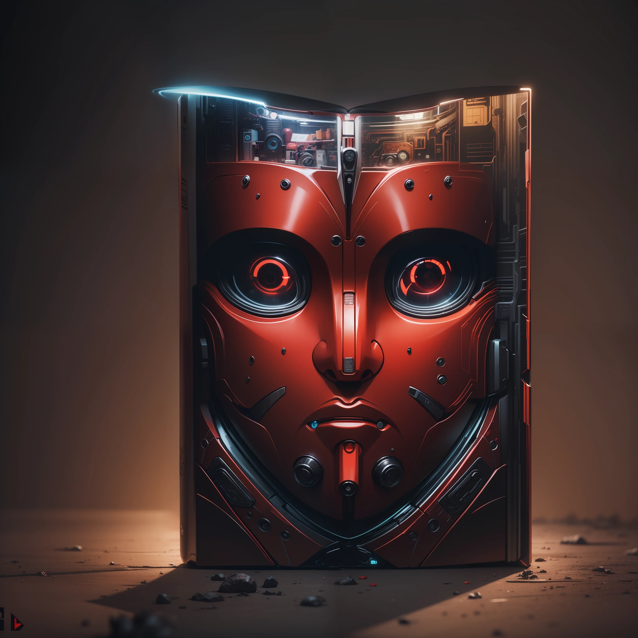 Book with red robot cover with futuristic black